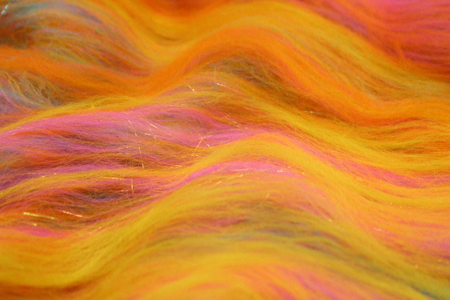 Merino Art Batt  - Yellow Pink Orange Blue - 52 grams 1.8 oz - Wool for felting, spinning and weaving
