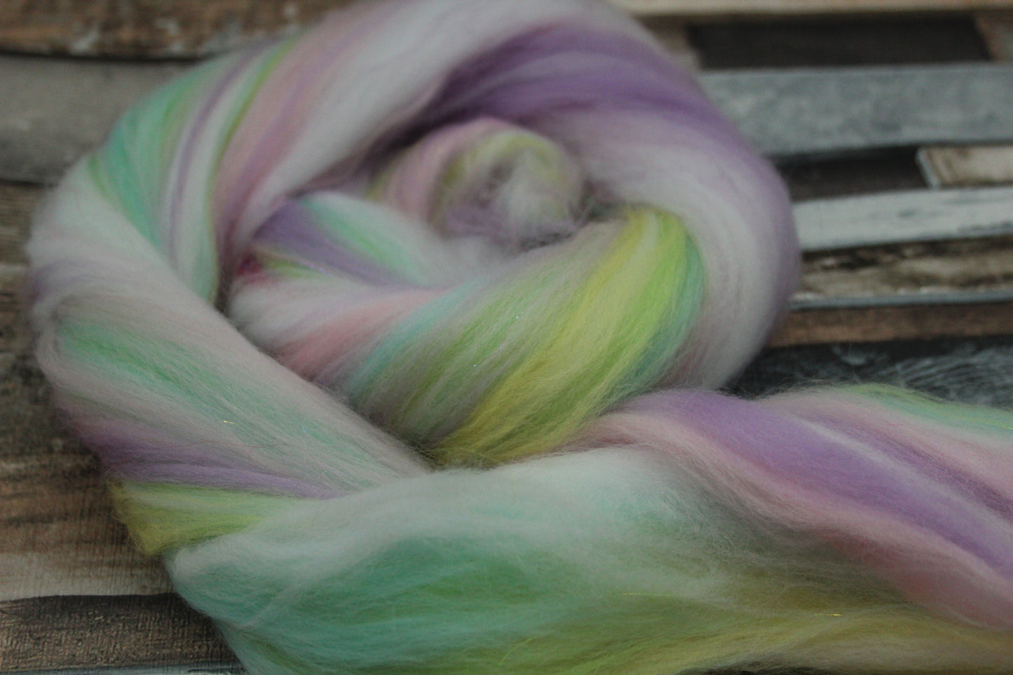 Merino Wool Blend - Pink Turquoise Yellow Purple Green - 23 grams / 0.8 oz  - Fibre for felting, weaving or spinning