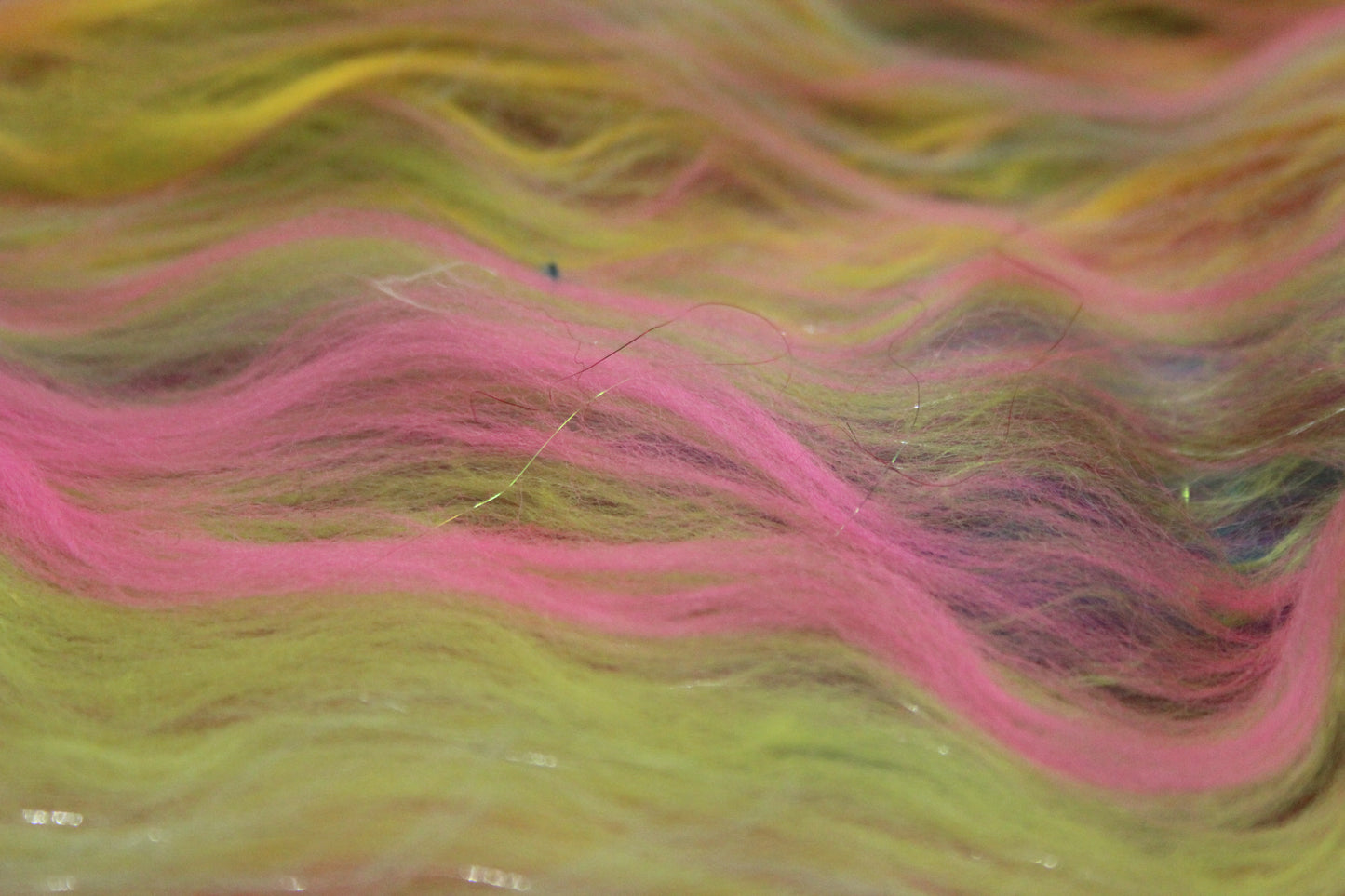 Merino Wool Blend - Pink Turquoise Yellow Purple Green - 23 grams / 0.8 oz  - Fibre for felting, weaving or spinning