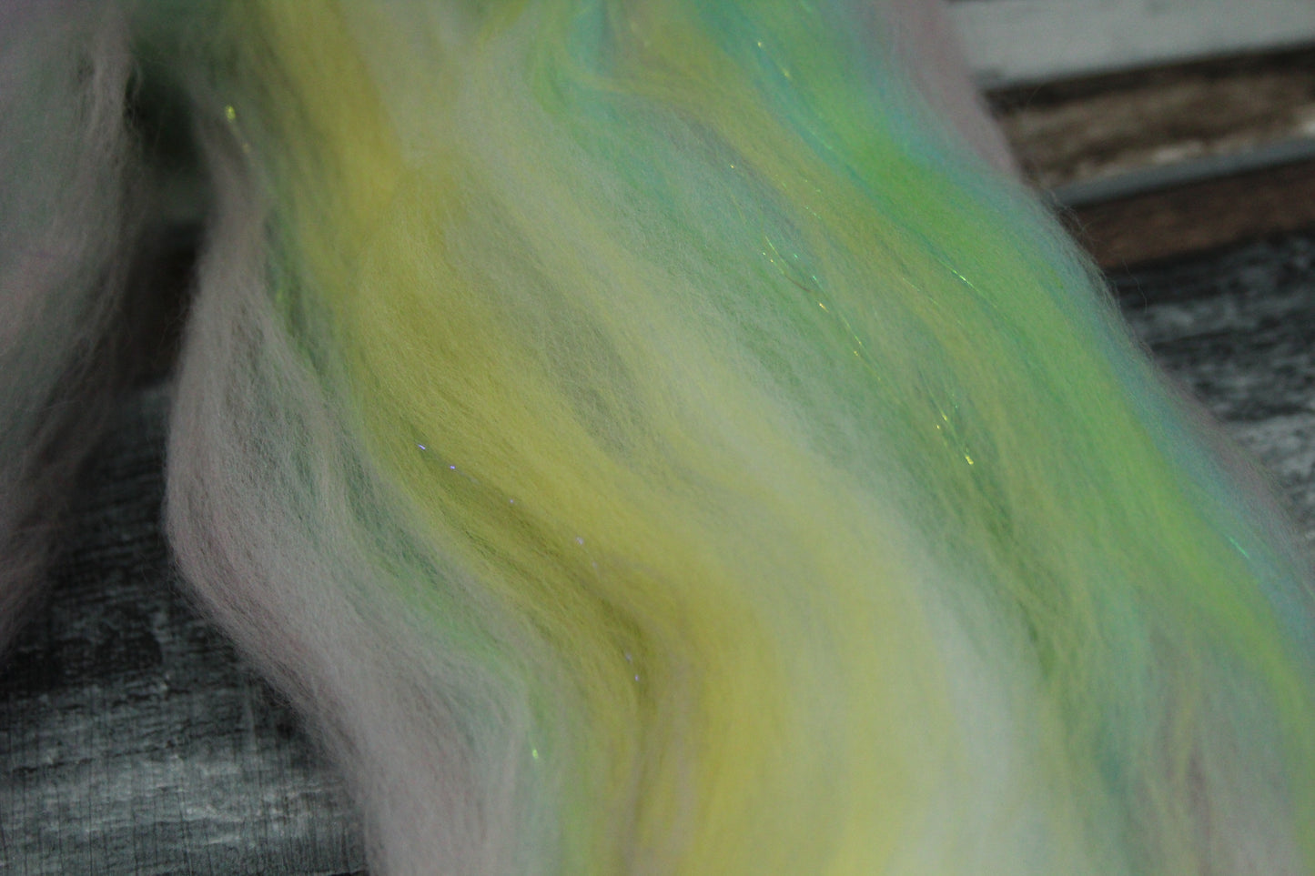 Merino Wool Blend - Pink Turquoise Yellow Purple Green - 32 grams / 1.1 oz  - Fibre for felting, weaving or spinning