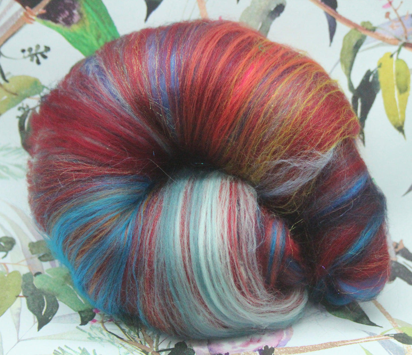 Merino Art Batt  - Red - 101 grams 3.5 oz - Wool for felting, spinning and weaving