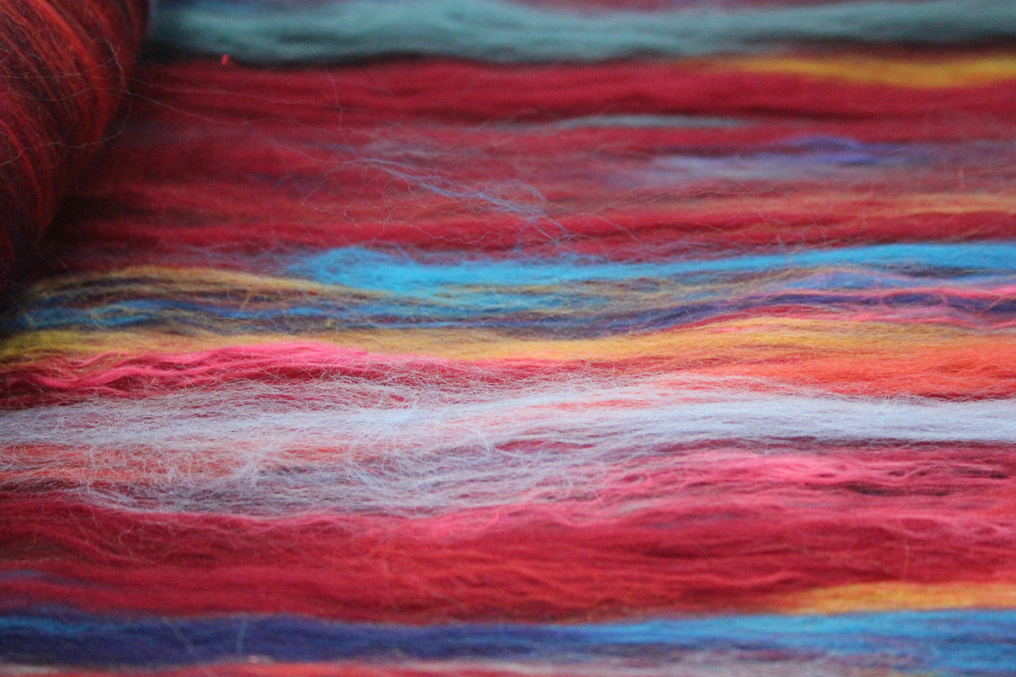 Merino Art Batt  - Red - 101 grams 3.5 oz - Wool for felting, spinning and weaving