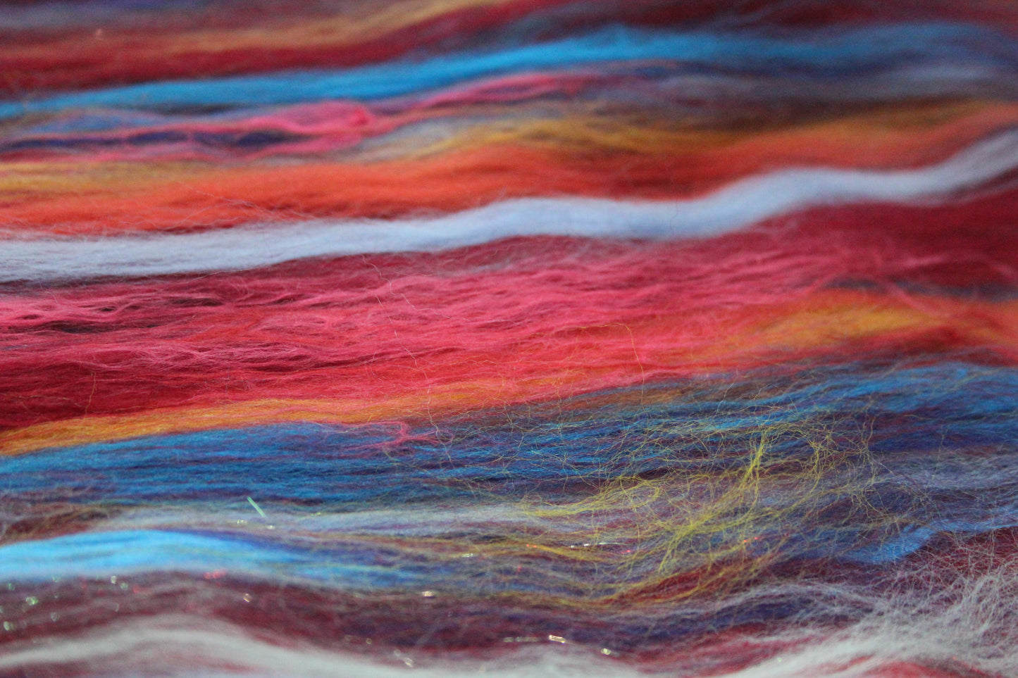 Merino Art Batt  - Red - 101 grams 3.5 oz - Wool for felting, spinning and weaving