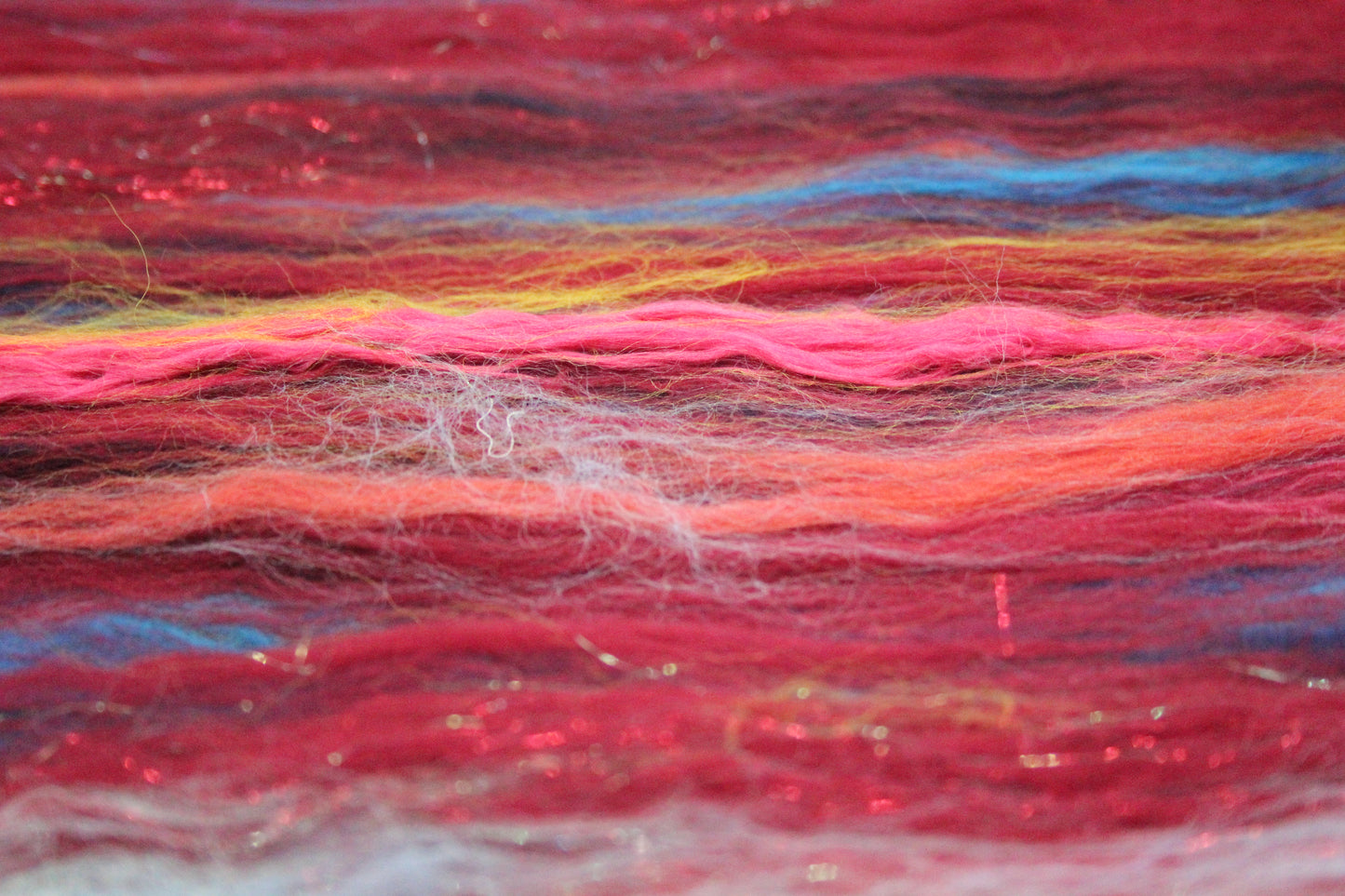 Merino Art Batt  - Red - 101 grams 3.5 oz - Wool for felting, spinning and weaving
