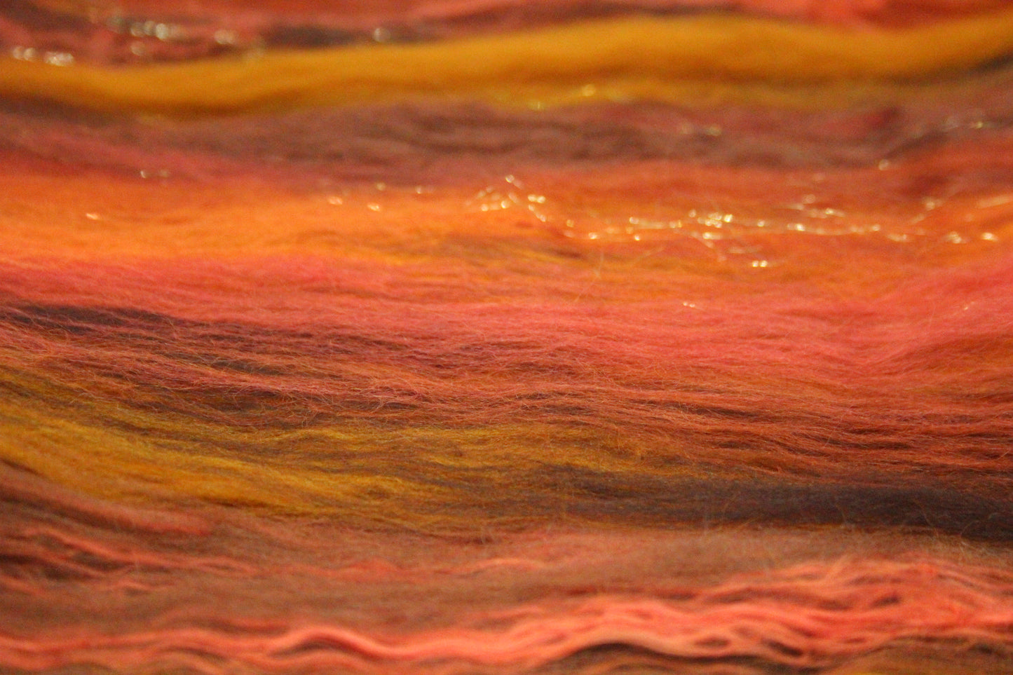 Merino Art Batt  - Brown Orange - 96 grams 3.3 oz - Wool for felting, spinning and weaving