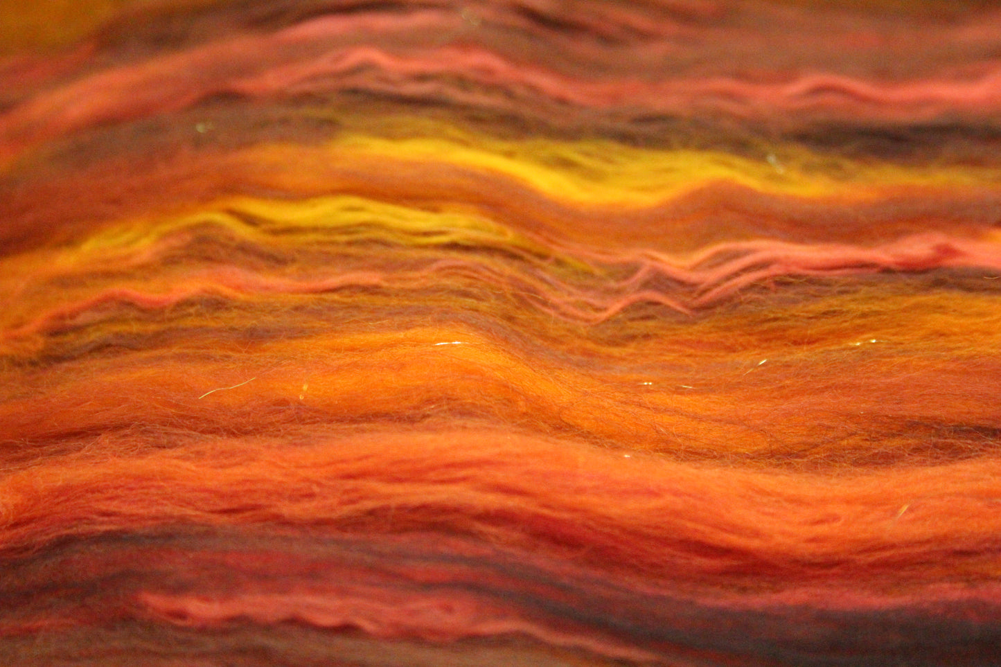 Merino Art Batt  - Brown Orange - 96 grams 3.3 oz - Wool for felting, spinning and weaving