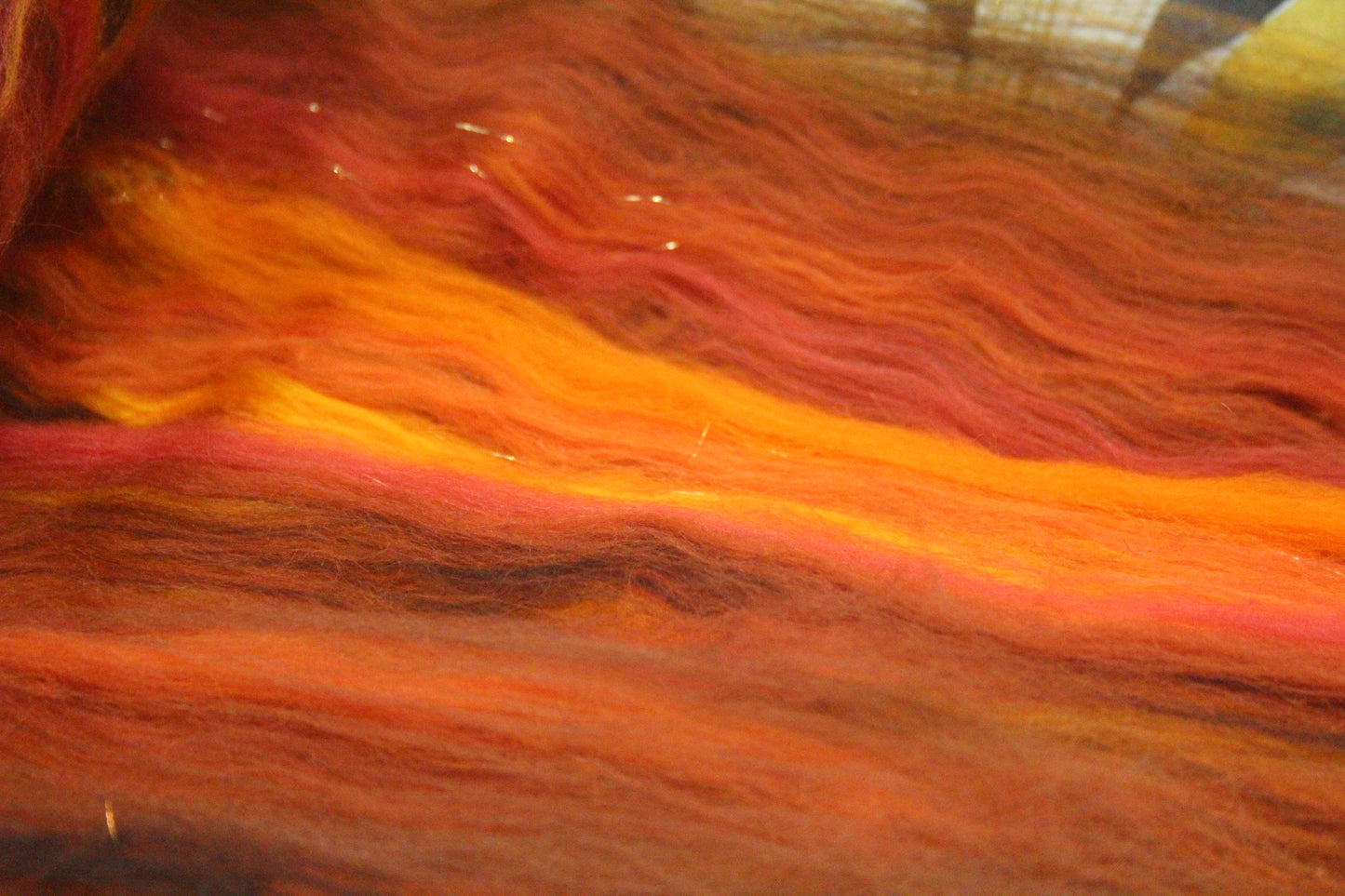 Merino Art Batt  - Brown Orange - 96 grams 3.3 oz - Wool for felting, spinning and weaving