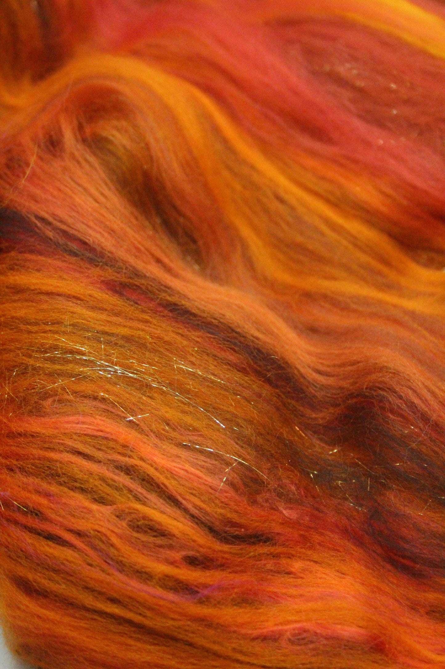 Merino Art Batt  - Brown Orange - 96 grams 3.3 oz - Wool for felting, spinning and weaving
