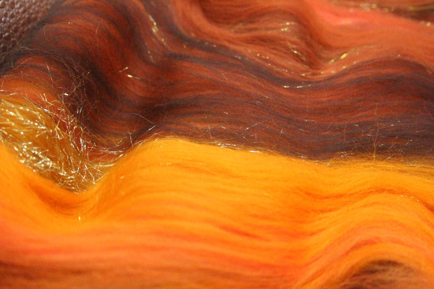 Merino Art Batt  - Brown Orange - 96 grams 3.3 oz - Wool for felting, spinning and weaving