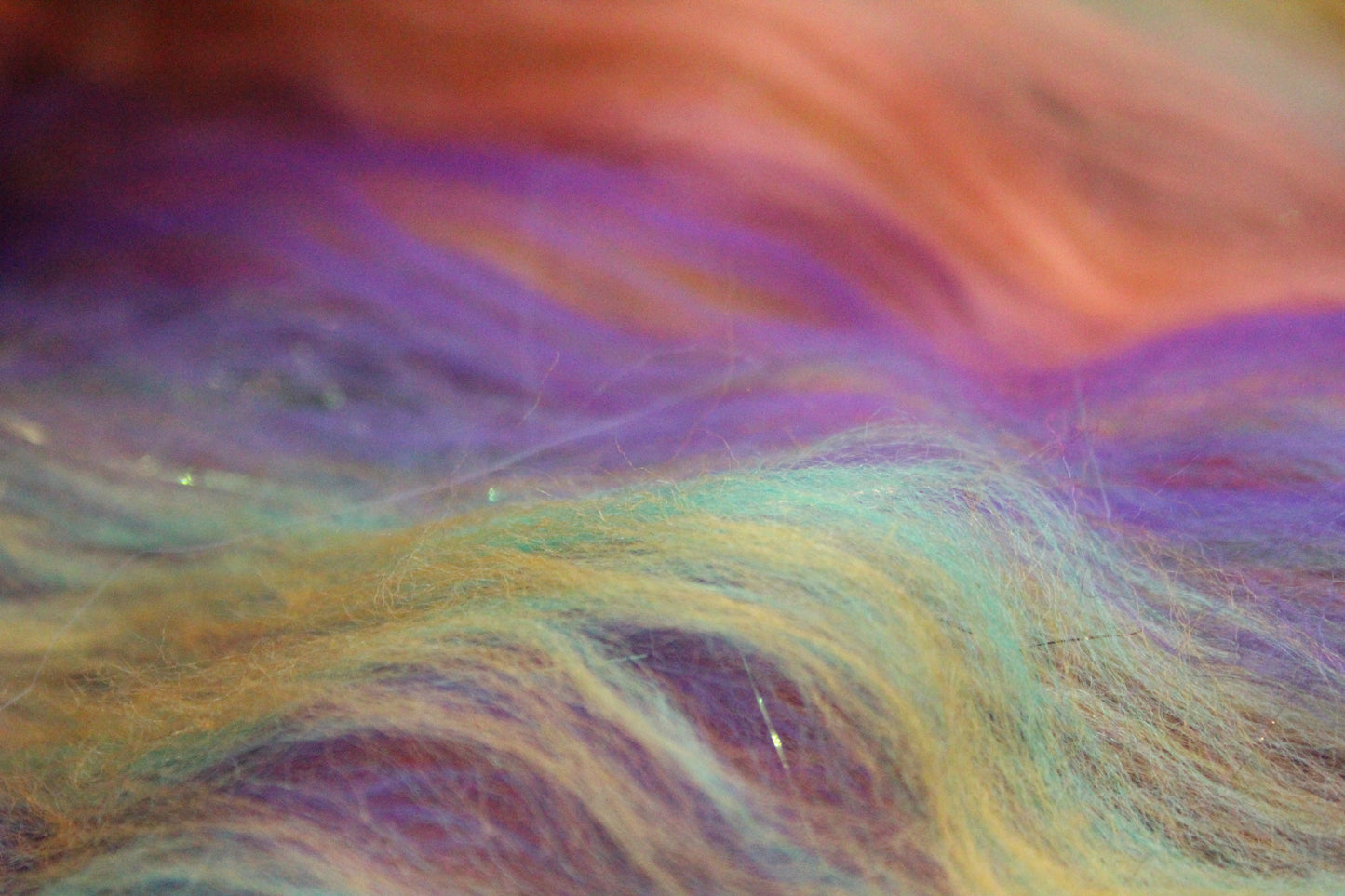 Merino Art Batt  - Green Red Purple Blue - 87 grams 3 oz - Wool for felting, spinning and weaving