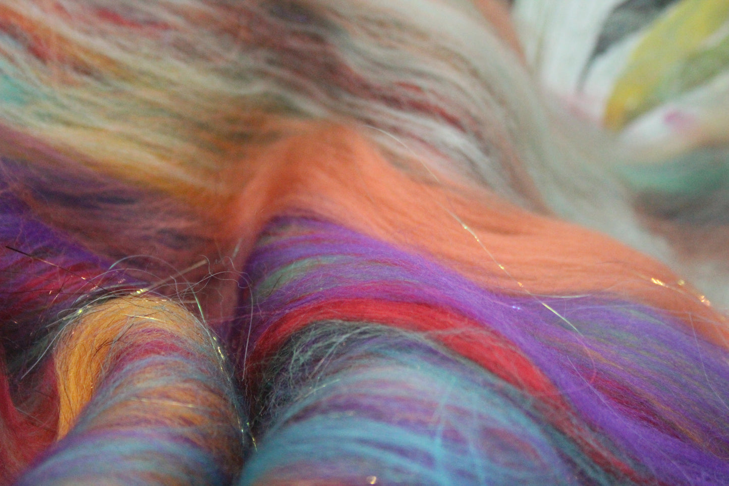 Merino Art Batt  - Green Red Purple Blue - 87 grams 3 oz - Wool for felting, spinning and weaving