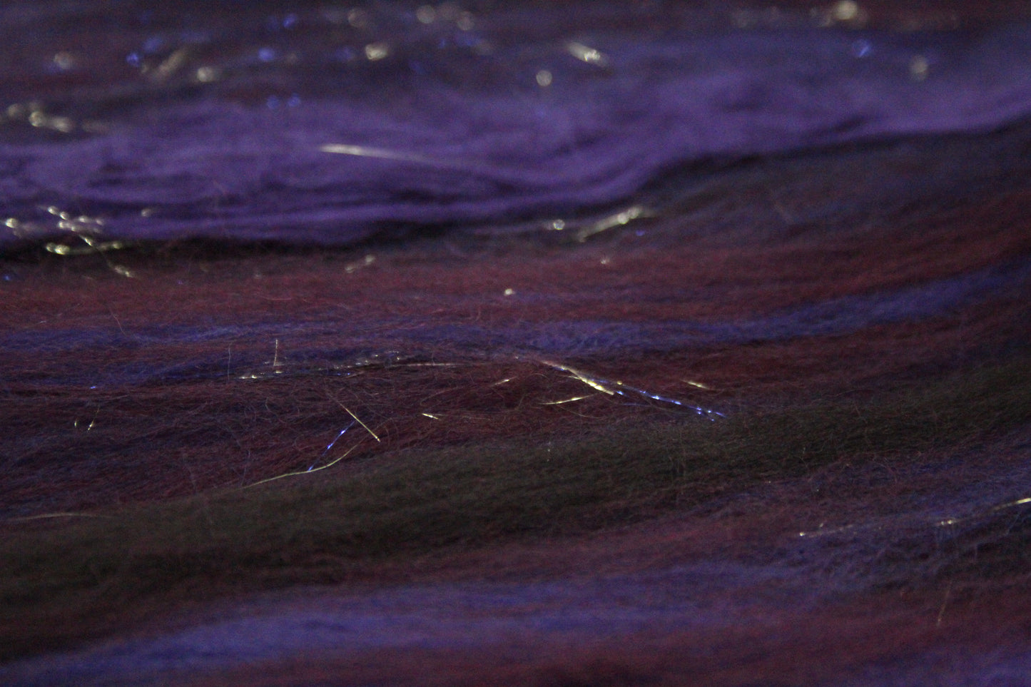 Merino Art Batt  - Purple Brown Burgundy - 62 grams 2.1 oz - Wool for felting, spinning and weaving