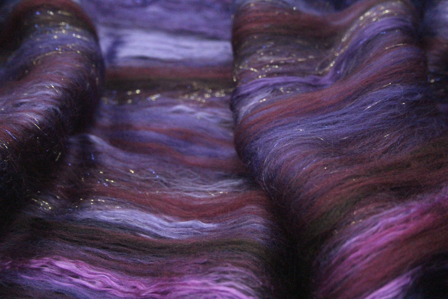 Merino Art Batt  - Purple Brown Burgundy - 62 grams 2.1 oz - Wool for felting, spinning and weaving