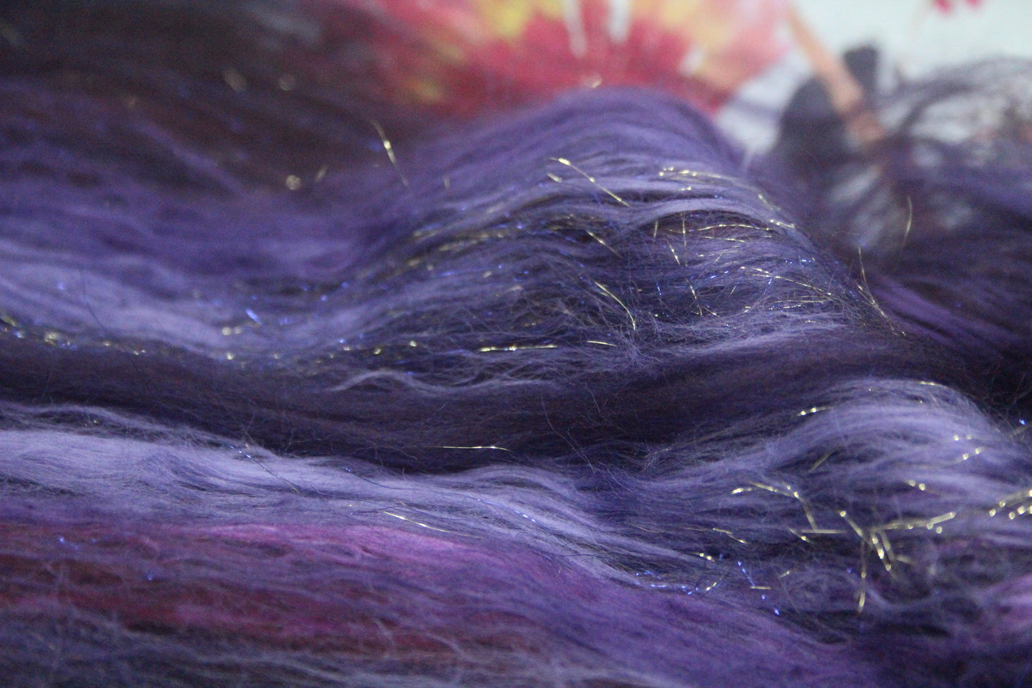 Merino Art Batt  - Purple Brown Burgundy - 62 grams 2.1 oz - Wool for felting, spinning and weaving