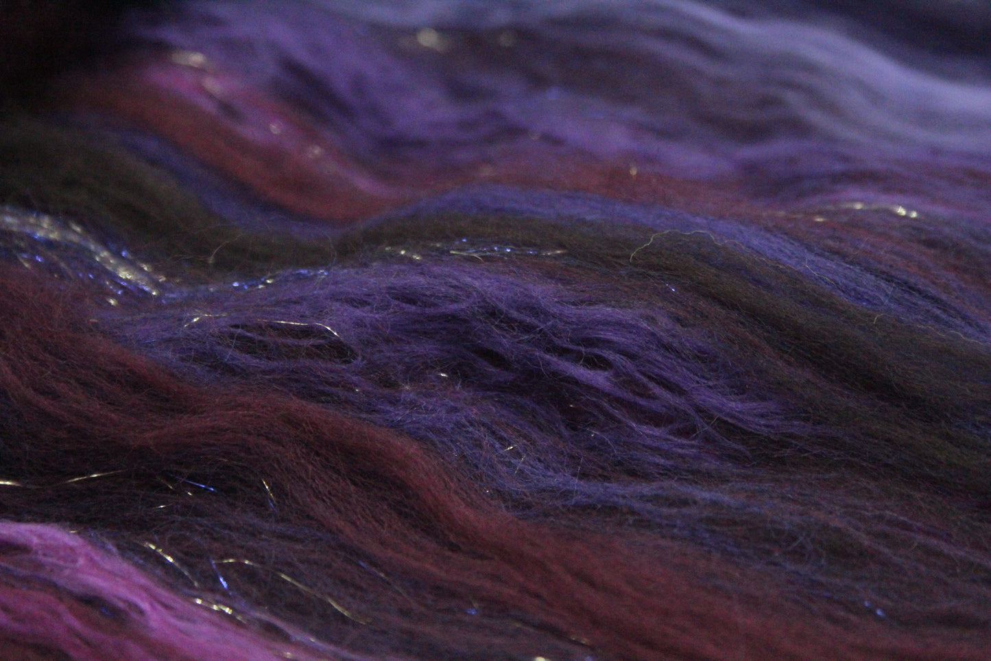 Merino Art Batt  - Purple Brown Burgundy - 62 grams 2.1 oz - Wool for felting, spinning and weaving