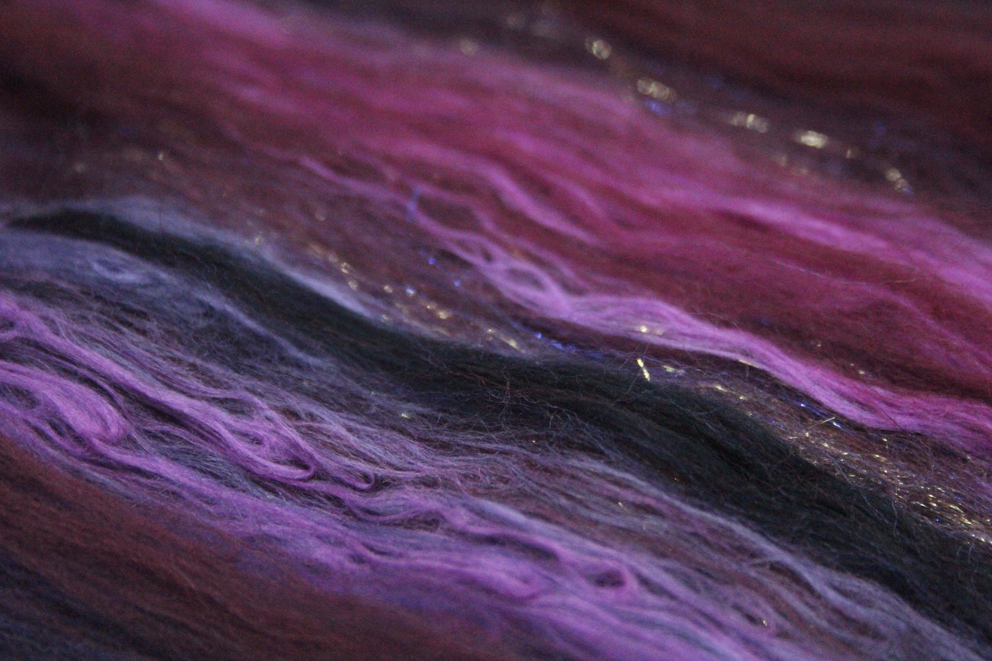 Merino Art Batt  - Purple Brown Burgundy - 62 grams 2.1 oz - Wool for felting, spinning and weaving