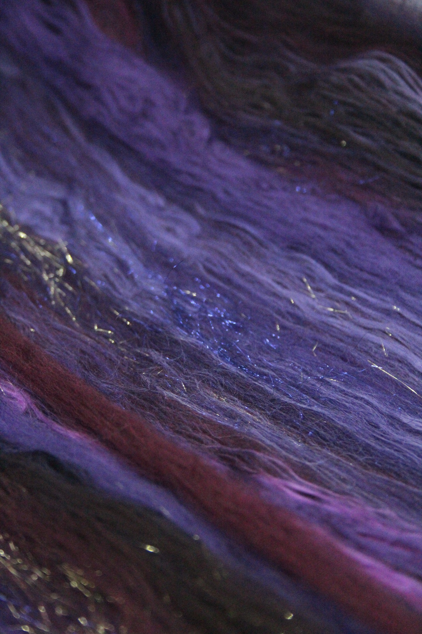 Merino Art Batt  - Purple Brown Burgundy - 62 grams 2.1 oz - Wool for felting, spinning and weaving