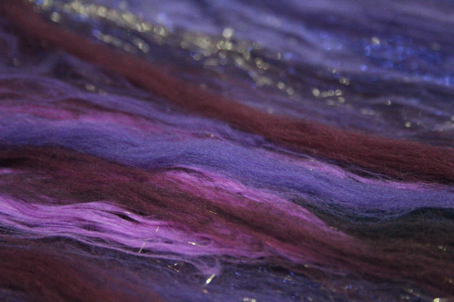 Merino Art Batt  - Purple Brown Burgundy - 62 grams 2.1 oz - Wool for felting, spinning and weaving