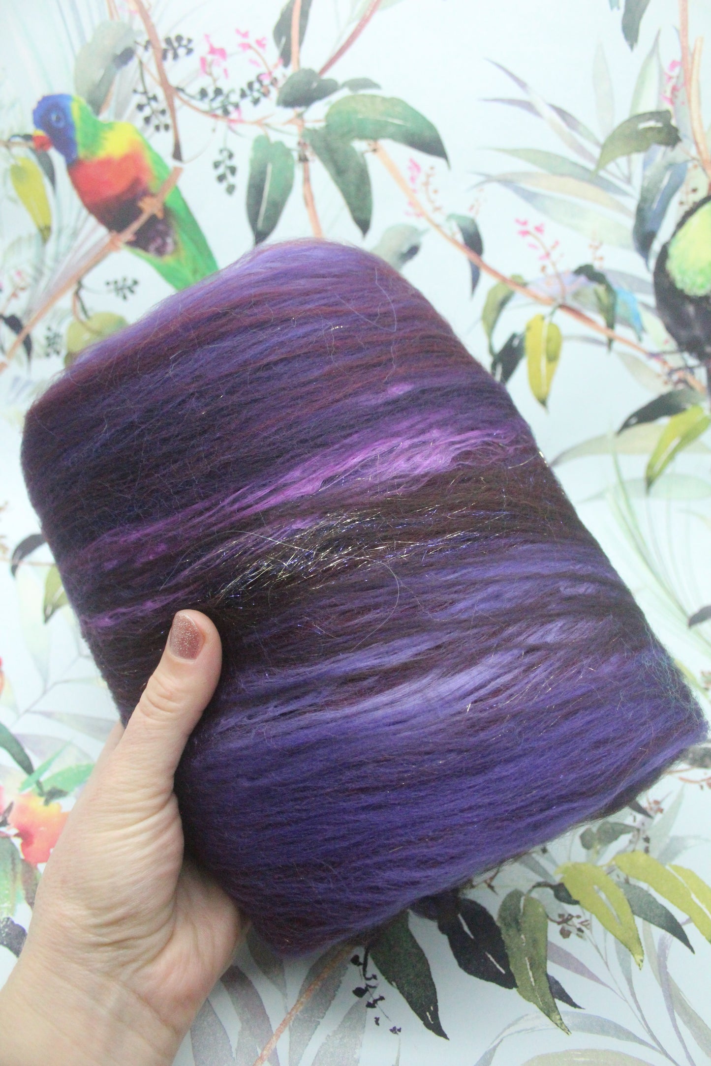 Merino Art Batt  - Purple Brown Burgundy - 62 grams 2.1 oz - Wool for felting, spinning and weaving