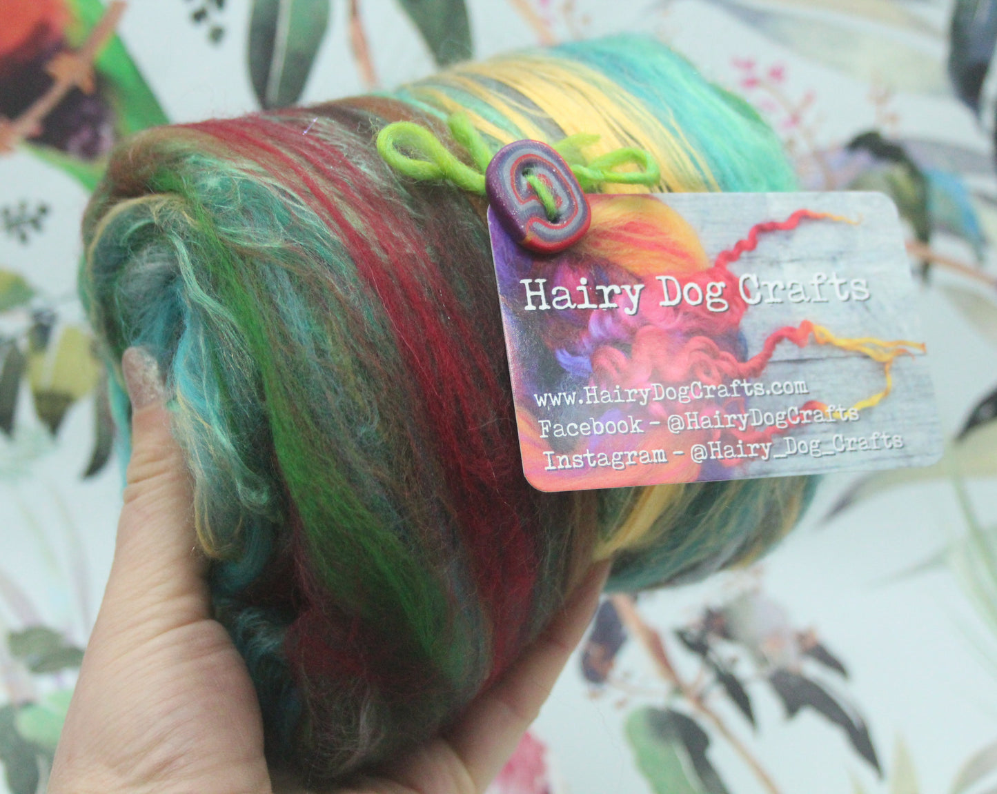 Merino Art Batt  - Red Green Brown - 67 grams 2.3 oz - Wool for felting, spinning and weaving