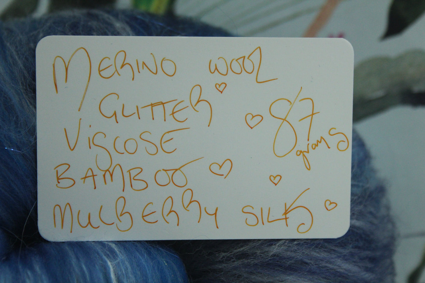 Merino Art Batt  - Blue White - 87 grams 3 oz - Wool for felting, spinning and weaving