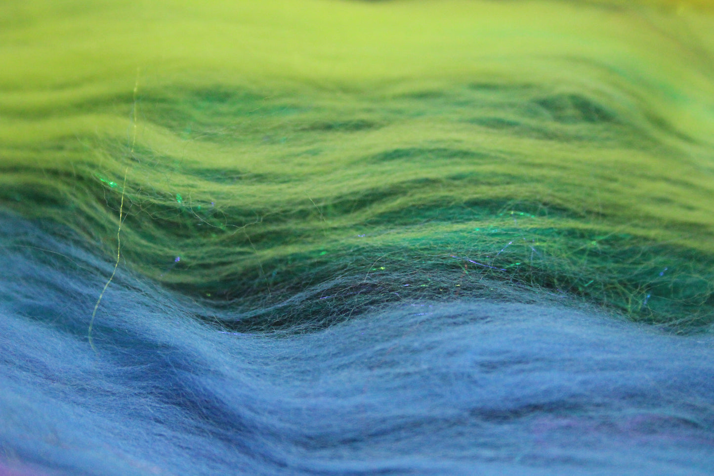 Merino Art Batt  - Rainbow Black - Sideways Colour Change  -  96 grams 3.3 oz - Wool for felting, spinning and weaving