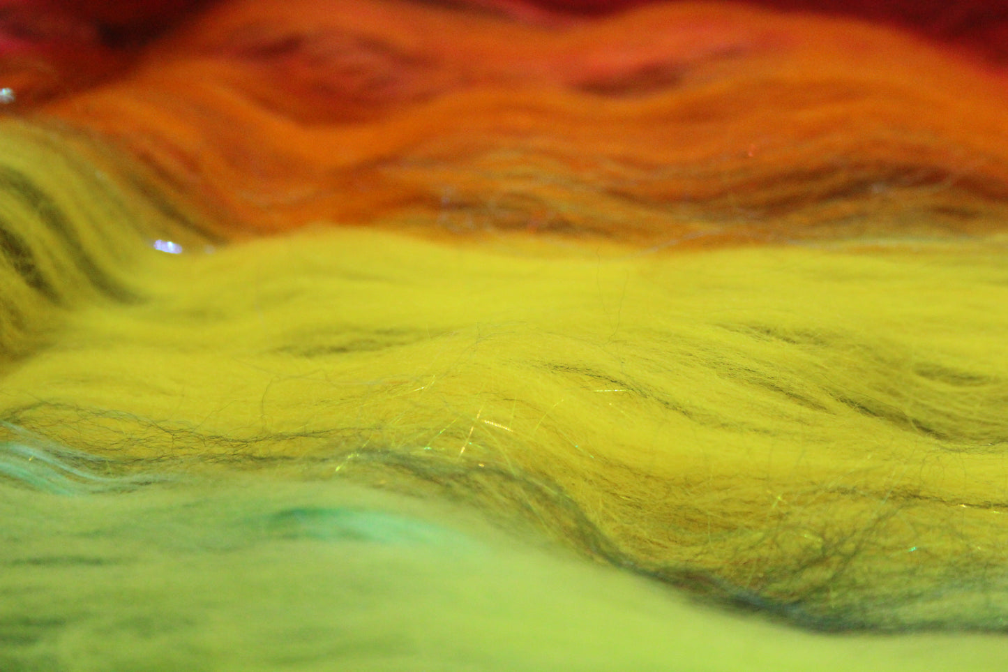 Merino Art Batt  - Rainbow Black - Sideways Colour Change  -  96 grams 3.3 oz - Wool for felting, spinning and weaving