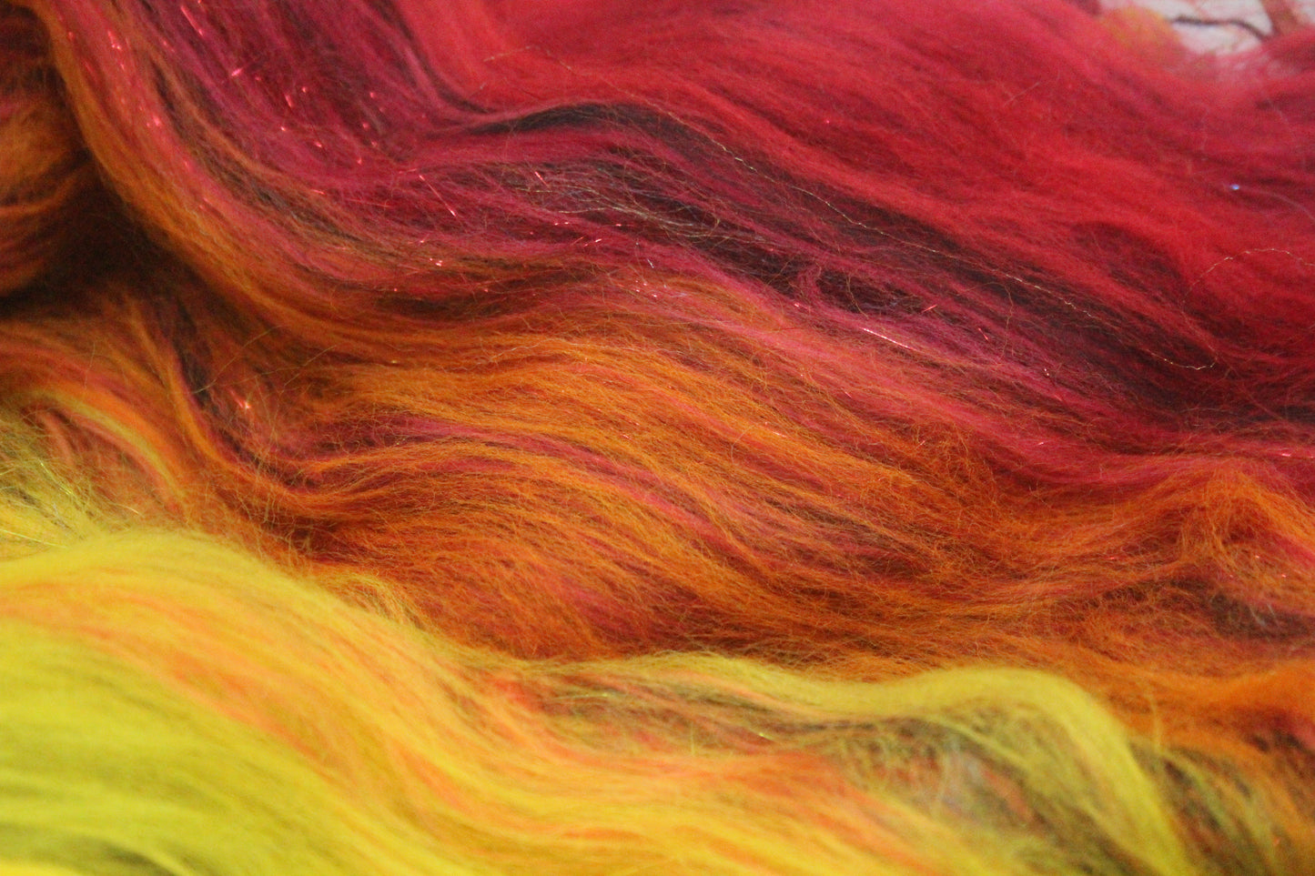 Merino Art Batt  - Rainbow Black - Sideways Colour Change  -  96 grams 3.3 oz - Wool for felting, spinning and weaving