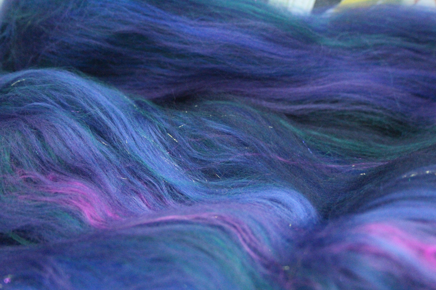 Merino Art Batt  - Purple Blue Green - 62 grams 2.1 oz - Wool for felting, spinning and weaving