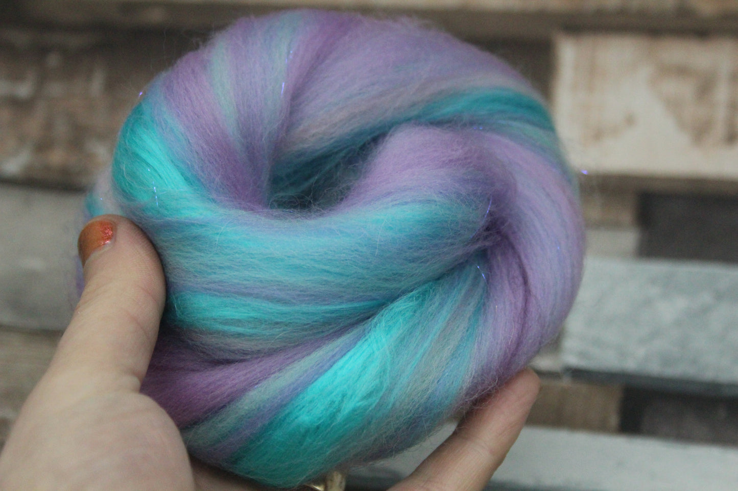 Merino Wool Blend - Purple Blue Pink - 12 grams / 0.4 oz  - Fibre for felting, weaving or spinning