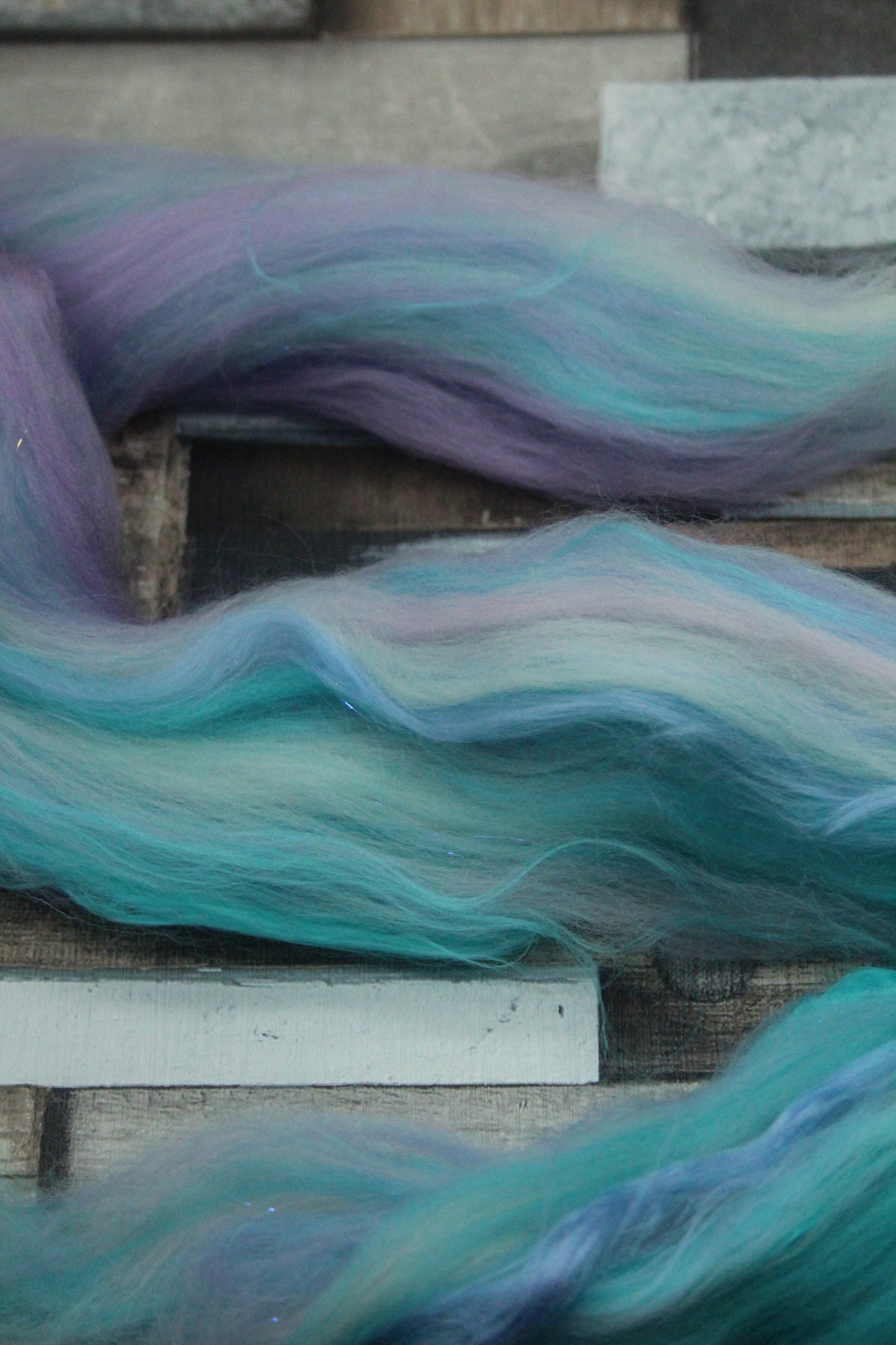 Merino Wool Blend - Purple Blue Pink - 12 grams / 0.4 oz  - Fibre for felting, weaving or spinning