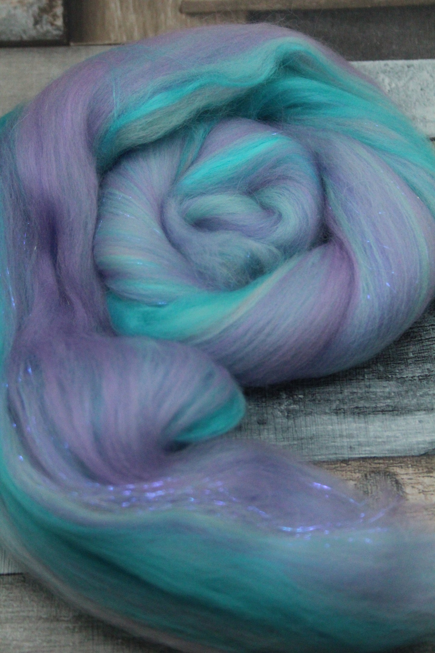 Merino Wool Blend - Purple Blue Pink - 24 grams / 0.8 oz  - Fibre for felting, weaving or spinning