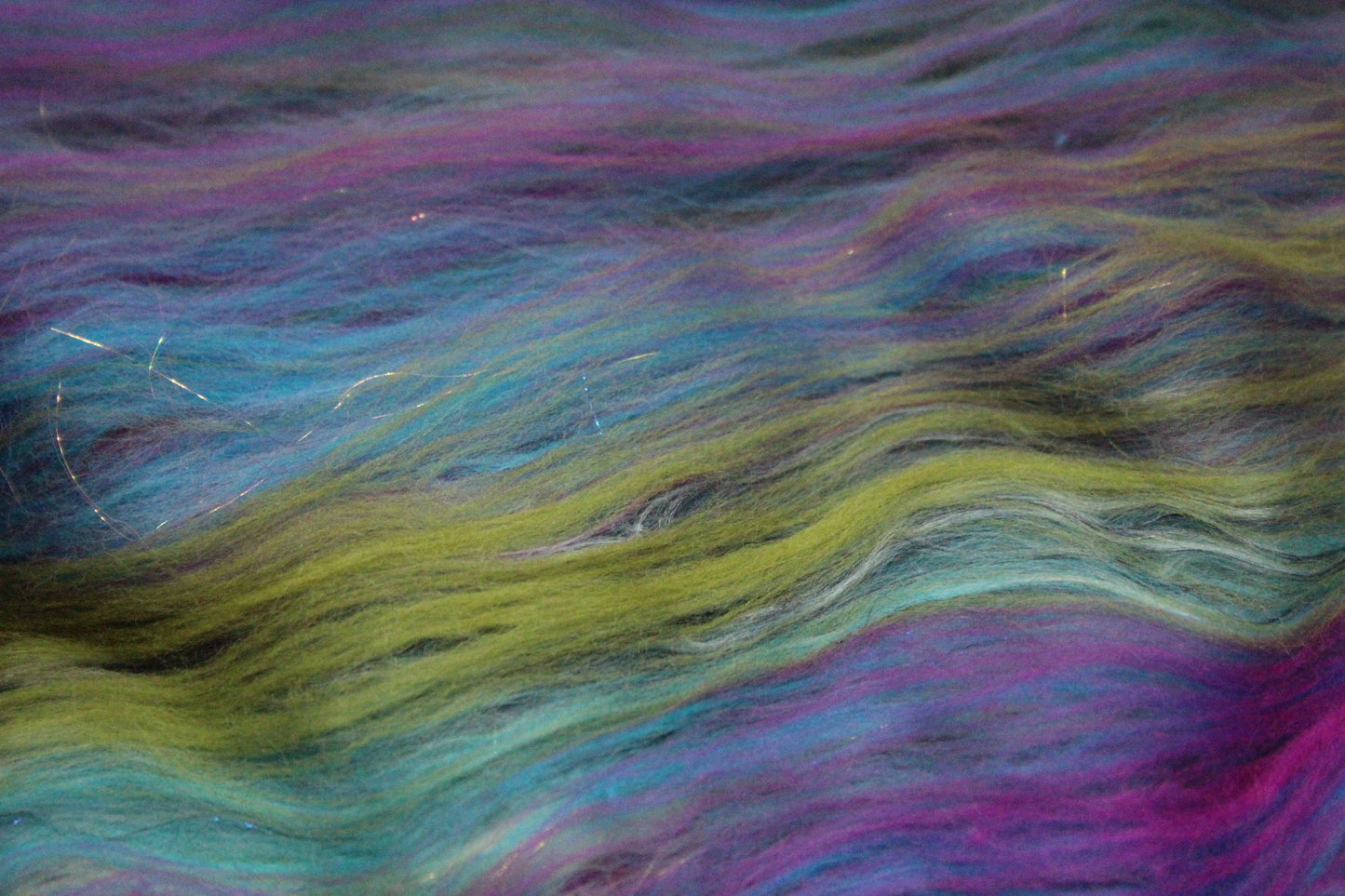 Super Soft 18.5 Micron Merino Wool Art Batt  - Purple Green Blue Pink - 111 grams 3.9 oz - Wool for felting, spinning and weaving