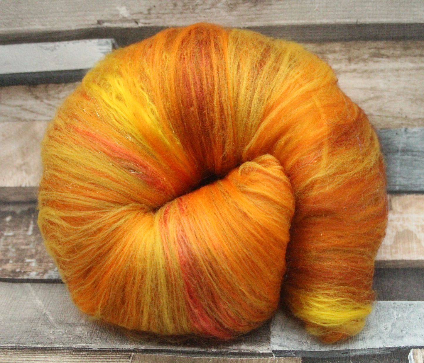 Super Soft 18.5 Micron Merino Wool Art Batt  - Orange Brown Yellow  - 104 grams 3.6 oz - Wool for felting, spinning and weaving