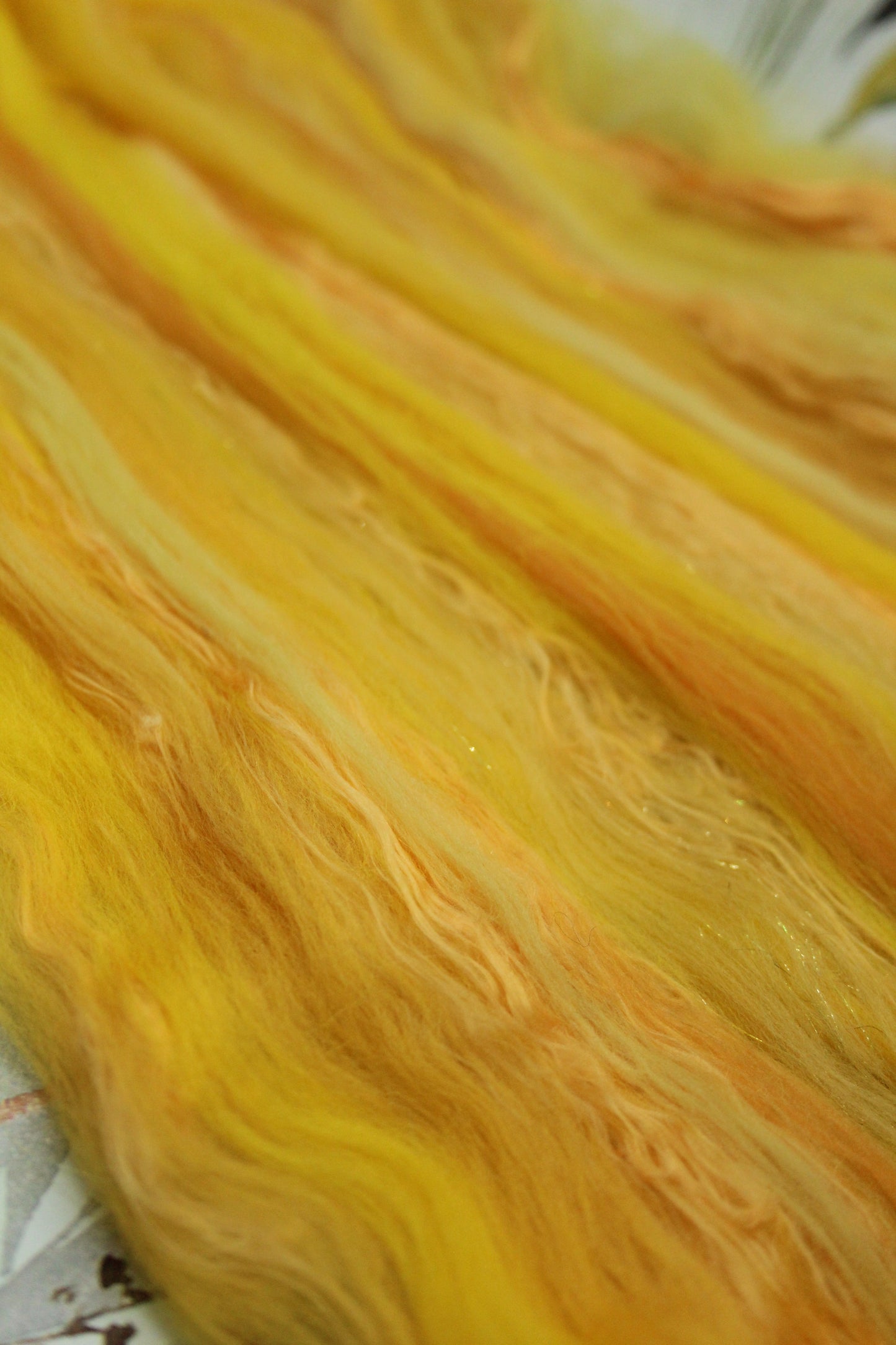 Merino Art Batt  -  Yellow - 59 grams 2 oz - Wool for felting, spinning and weaving