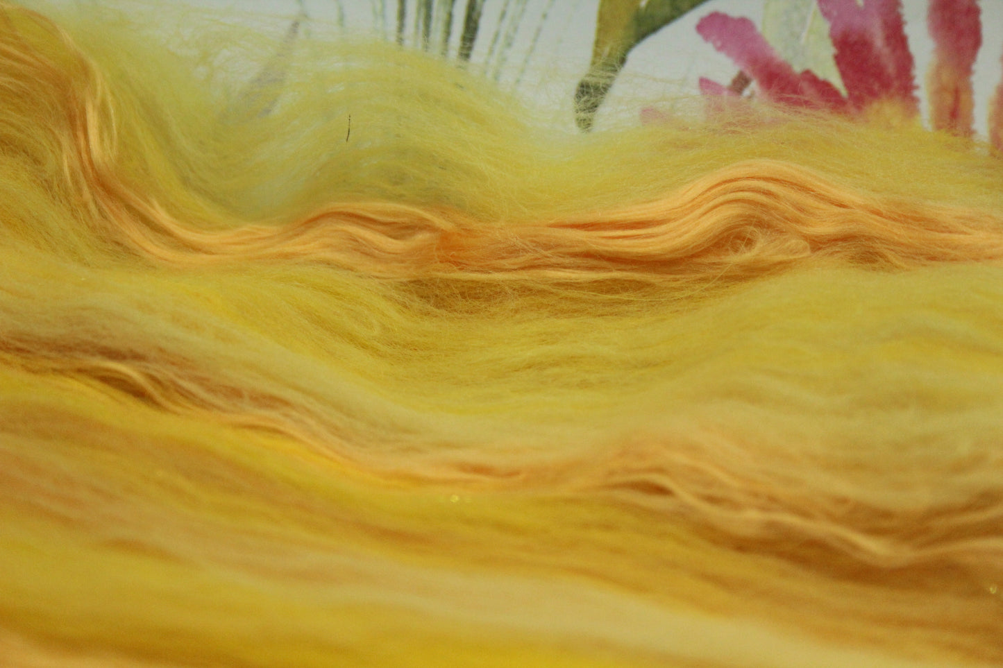 Merino Art Batt  -  Yellow - 59 grams 2 oz - Wool for felting, spinning and weaving