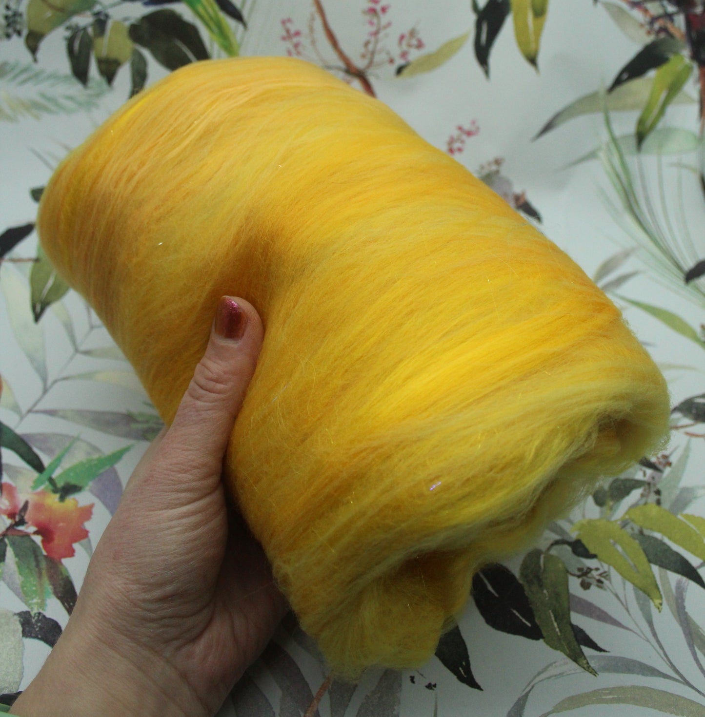 Merino Art Batt  -  Yellow - 59 grams 2 oz - Wool for felting, spinning and weaving