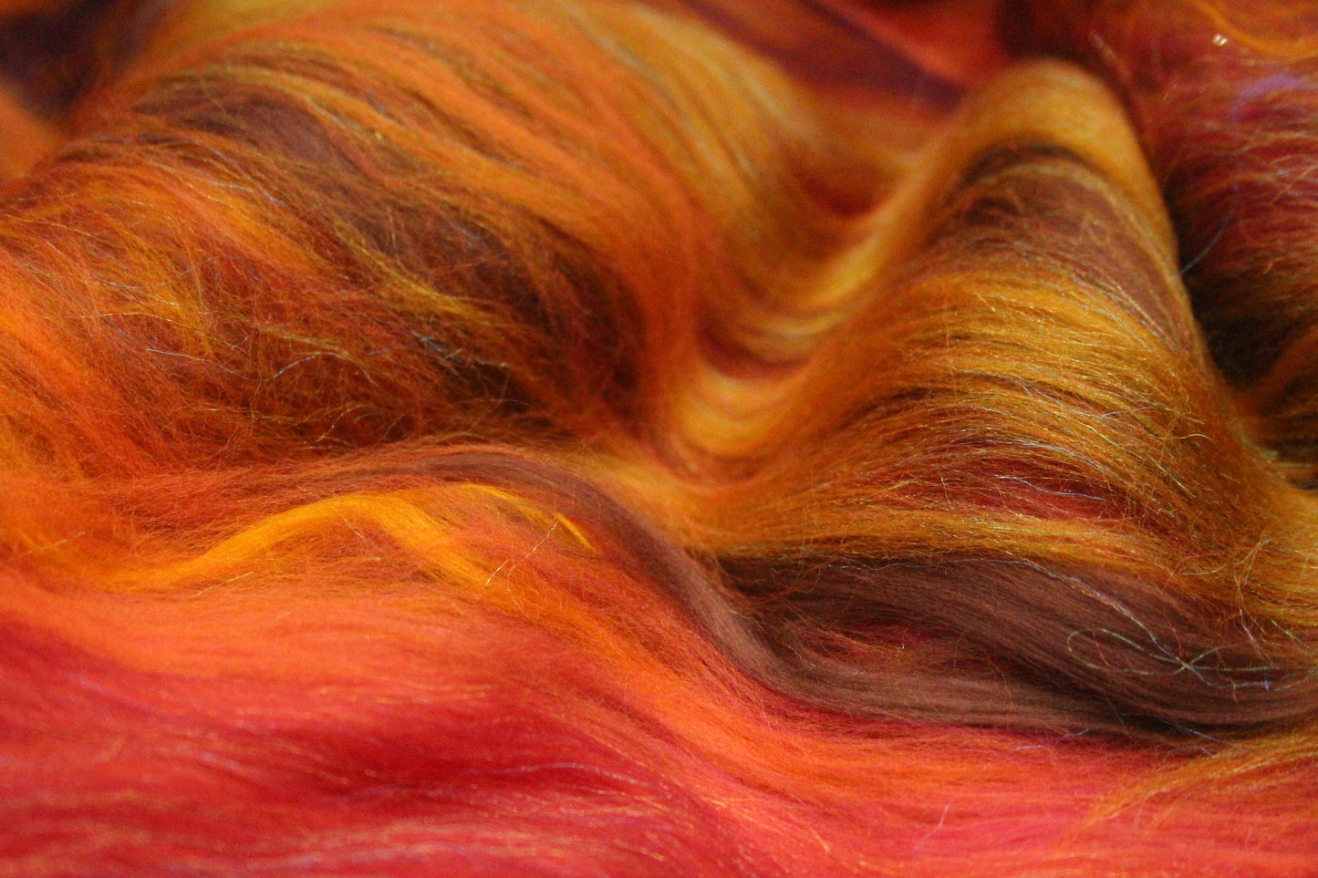 Merino Art Batt  - Red Orange Brown  - 152 grams 5.3 oz - Wool for felting, spinning and weaving