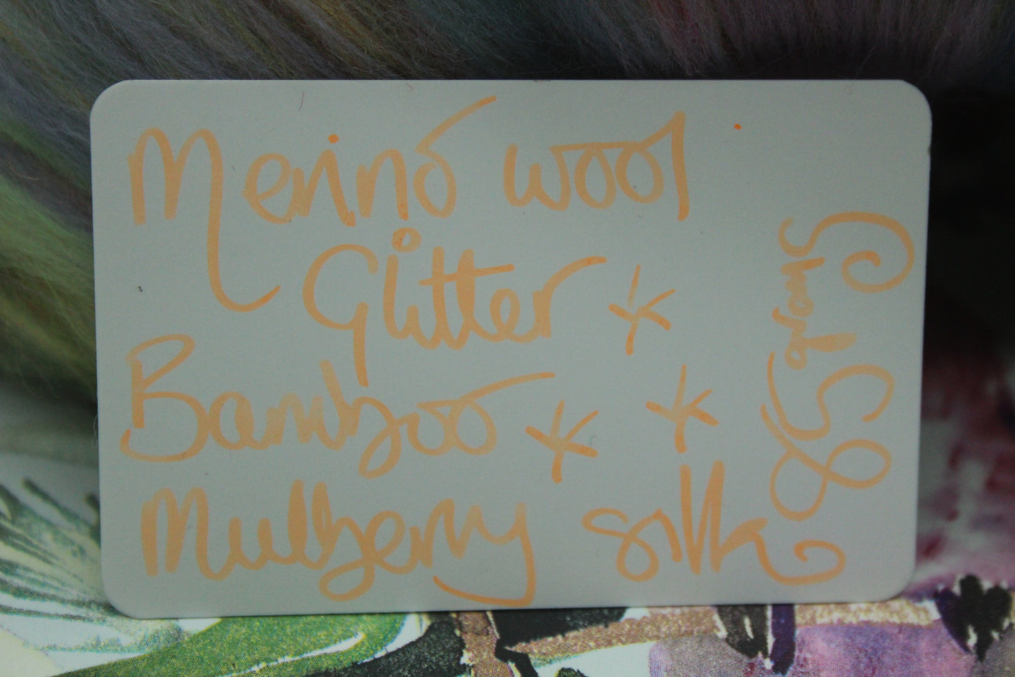 Merino Art Batt  -  Green Yellow Pink Purple - 85 grams 2.9 oz - Wool for felting, spinning and weaving