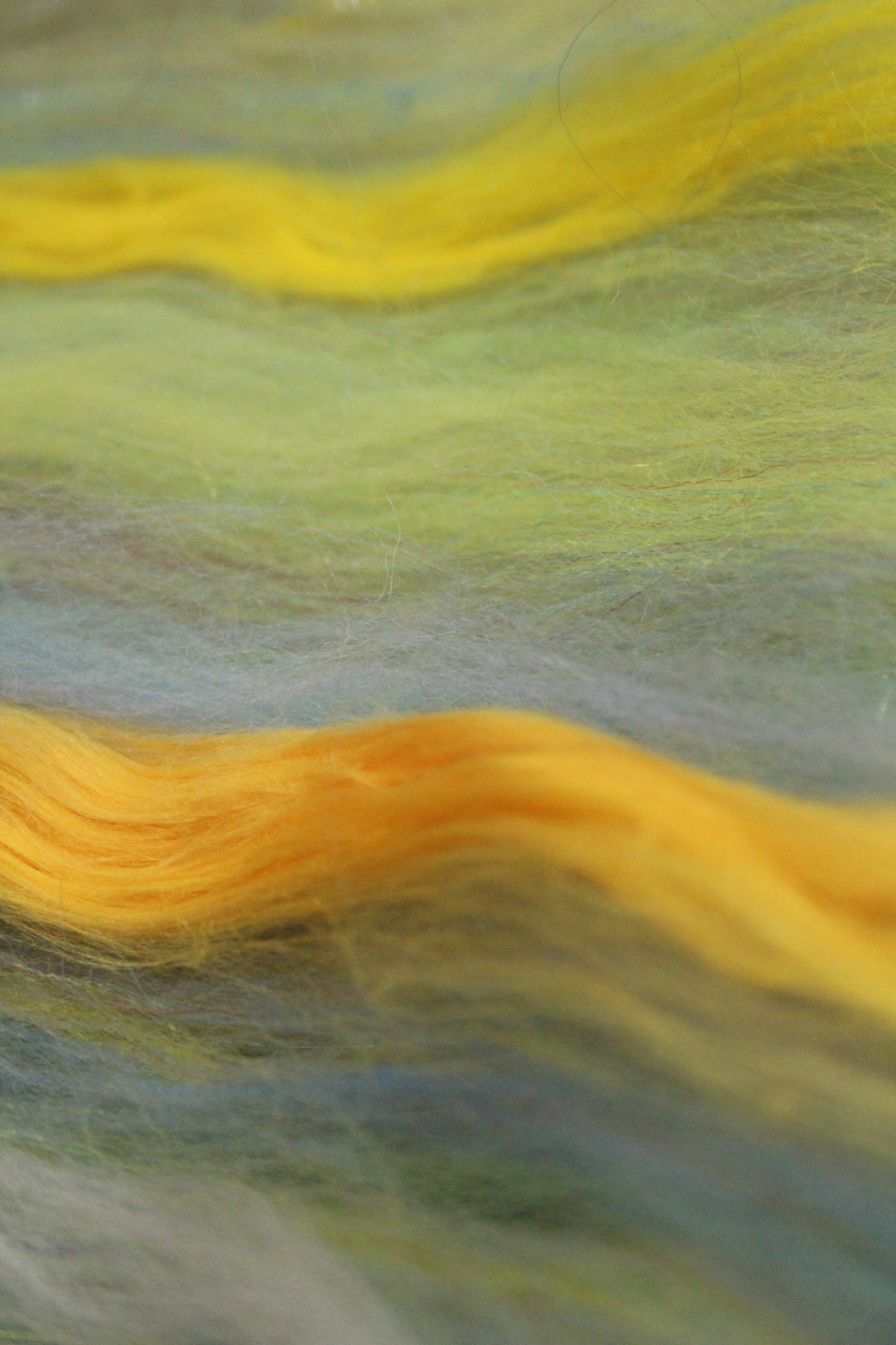 Merino Art Batt  -  Green Yellow Pink Purple - 85 grams 2.9 oz - Wool for felting, spinning and weaving