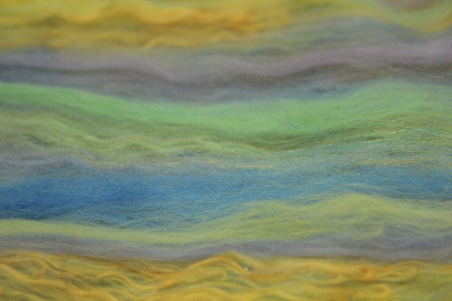 Merino Art Batt  -  Green Yellow Pink Purple - 85 grams 2.9 oz - Wool for felting, spinning and weaving