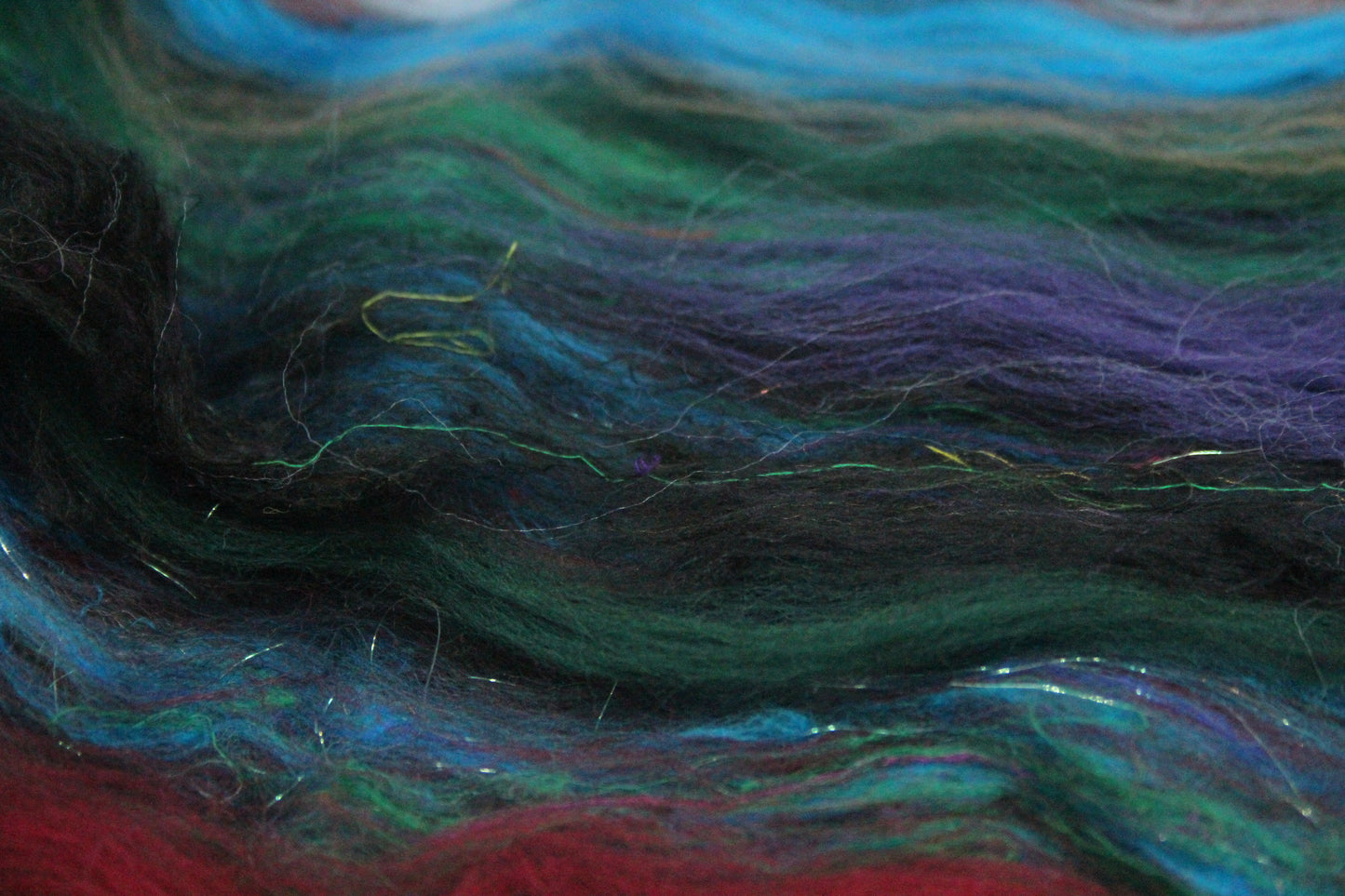 Merino Art Batt  -  Green Blue Brown Grey Purple Red - 51 grams 1.7 oz - Wool for felting, spinning and weaving