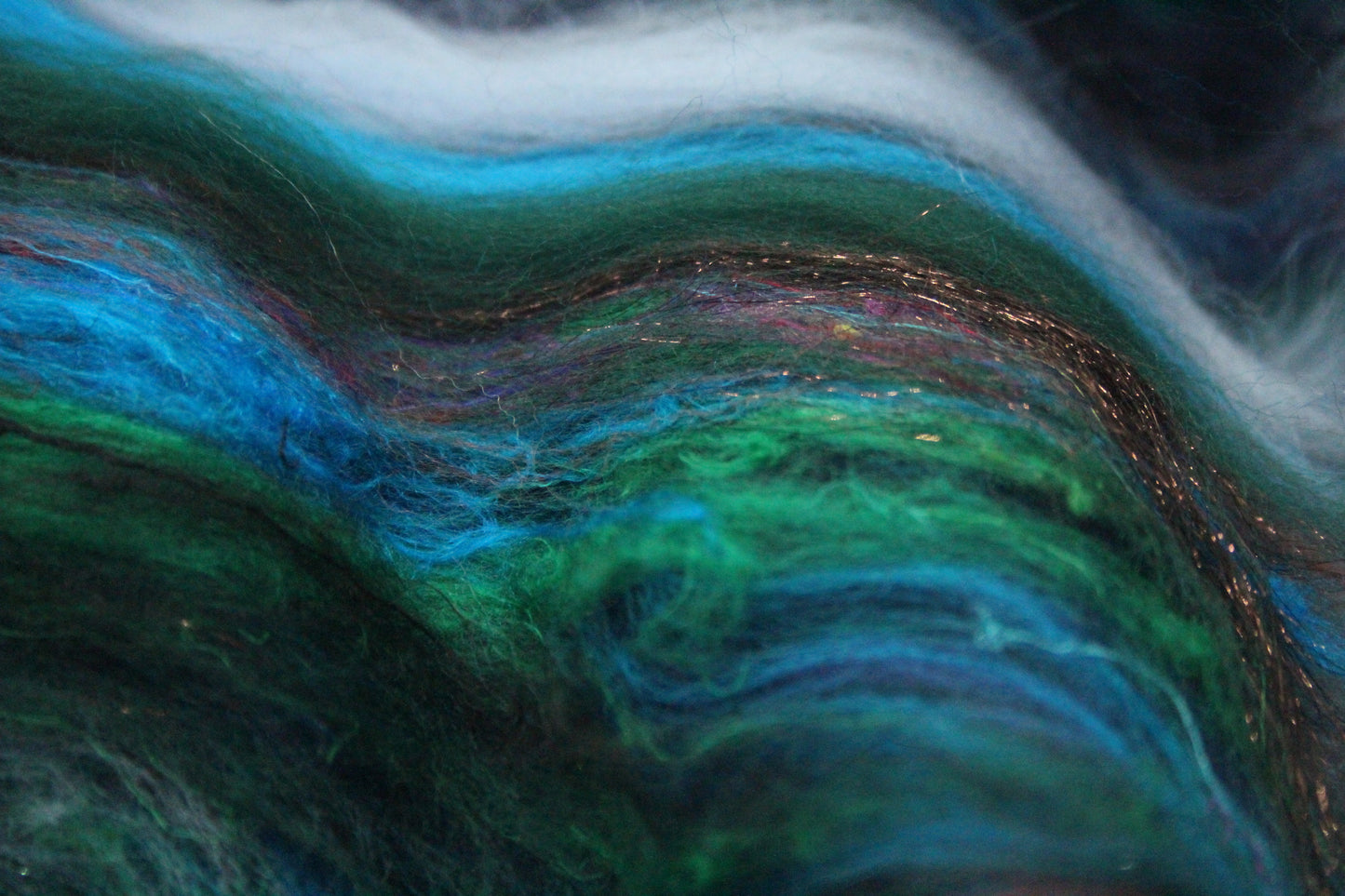 Merino Art Batt  -  Green Blue Brown Grey Purple Red - 51 grams 1.7 oz - Wool for felting, spinning and weaving