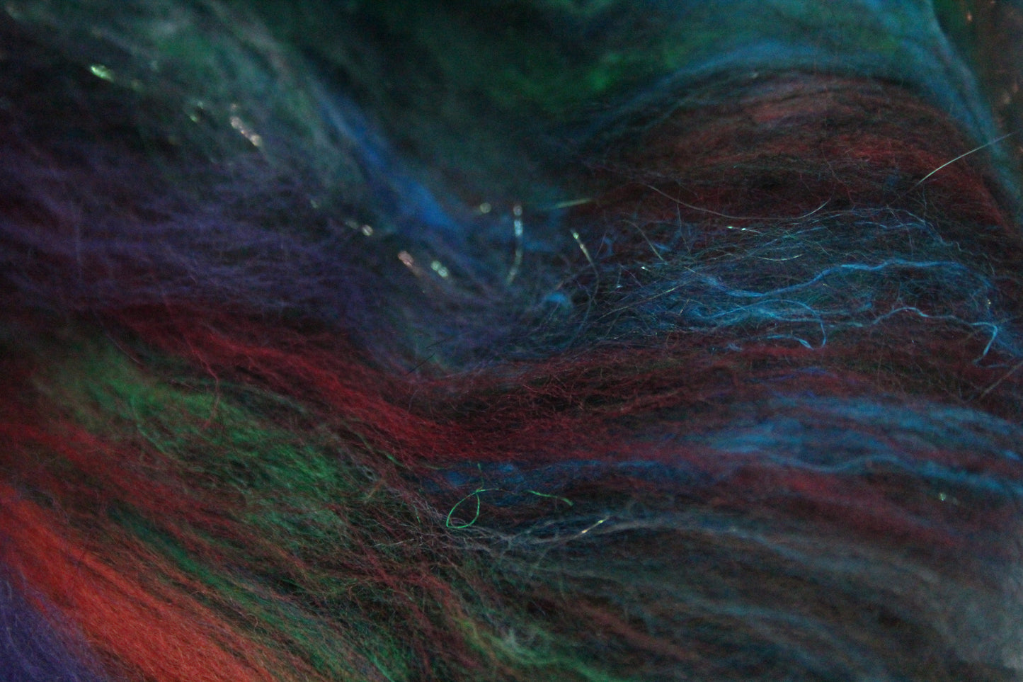 Merino Art Batt  -  Green Blue Brown Grey Purple Red - 51 grams 1.7 oz - Wool for felting, spinning and weaving