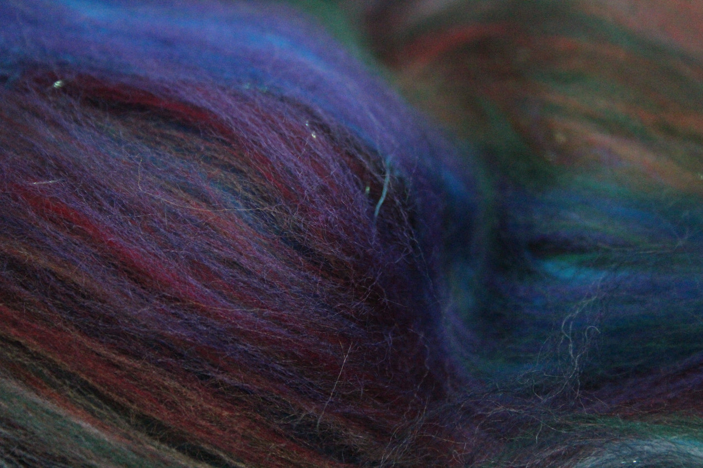 Merino Art Batt  -  Green Blue Brown Grey Purple Red - 51 grams 1.7 oz - Wool for felting, spinning and weaving