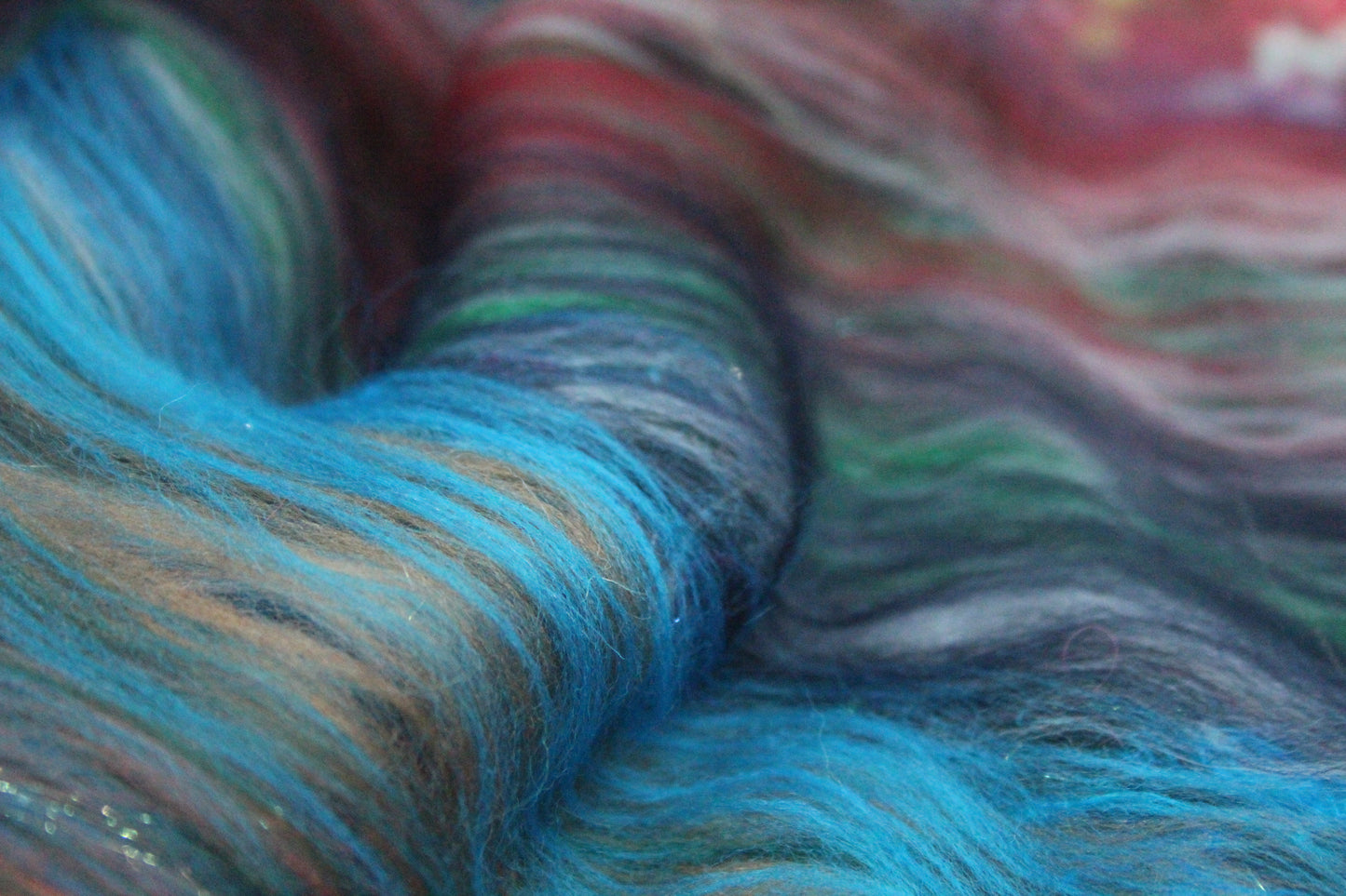 Merino Art Batt  -  Green Blue Brown Grey Purple Red - 51 grams 1.7 oz - Wool for felting, spinning and weaving