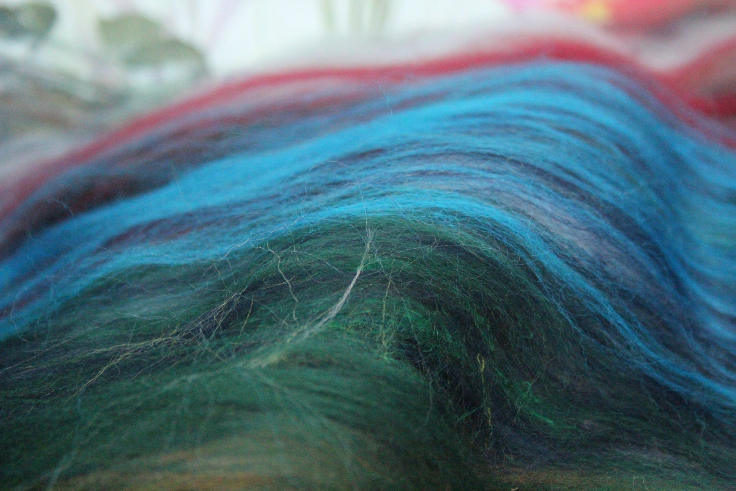 Merino Art Batt  -  Green Blue Brown Grey Purple Red - 51 grams 1.7 oz - Wool for felting, spinning and weaving