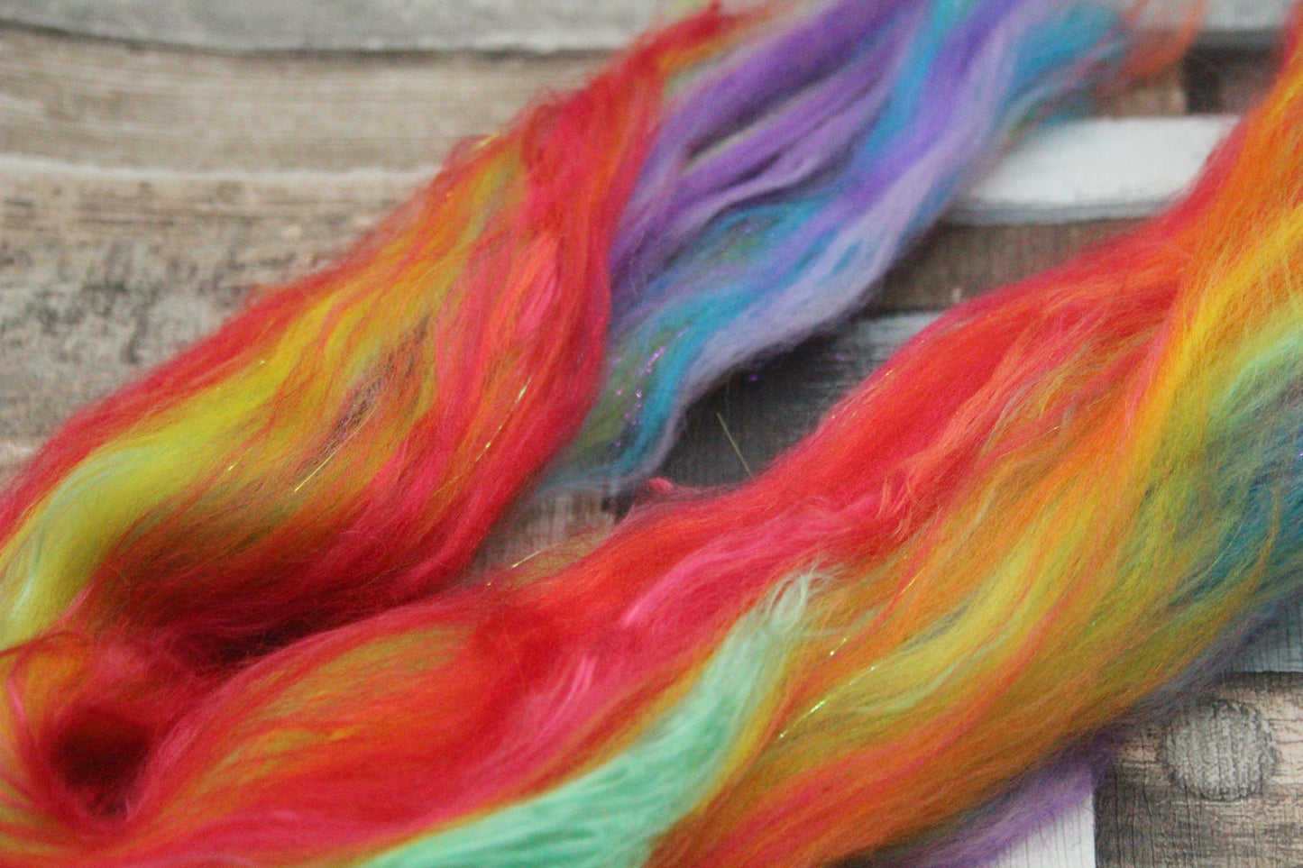 Merino Wool Blend - Rainbow - 11 grams / 0.38 oz  - Fibre for felting, weaving or spinning