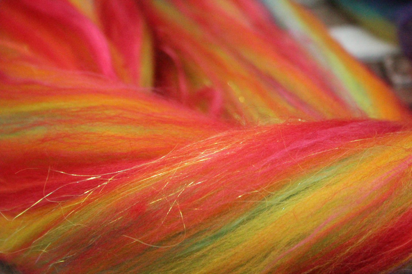 Merino Wool Blend - Rainbow - 26 grams / 0.9 oz  - Fibre for felting, weaving or spinning