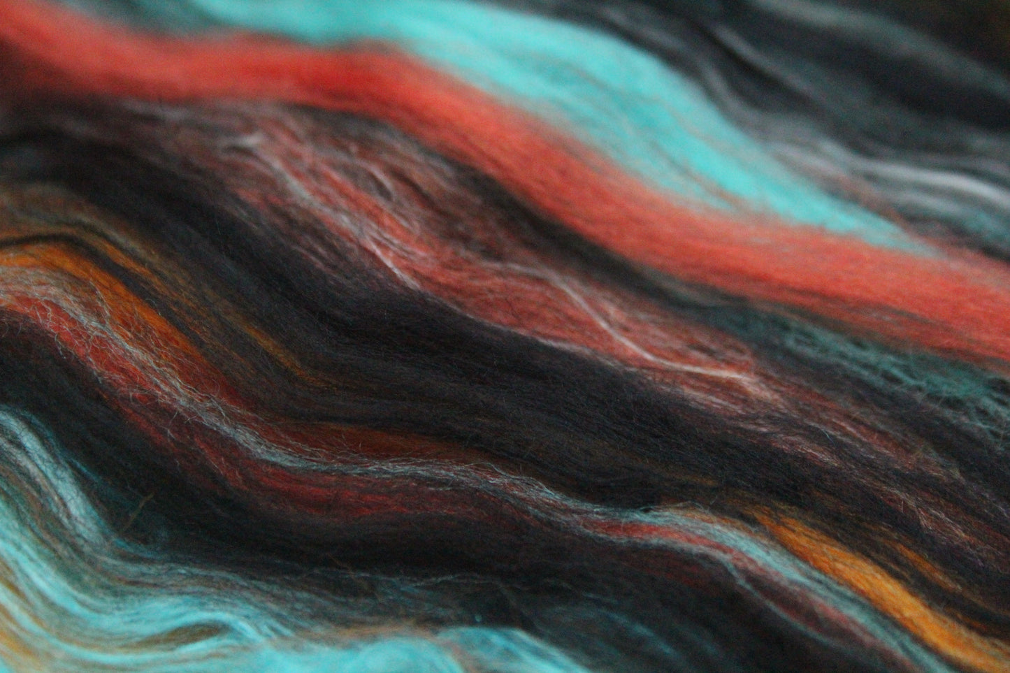 Merino Art Batt  -  Blue Black Orange - 114 grams 4 oz - Wool for felting, spinning and weaving